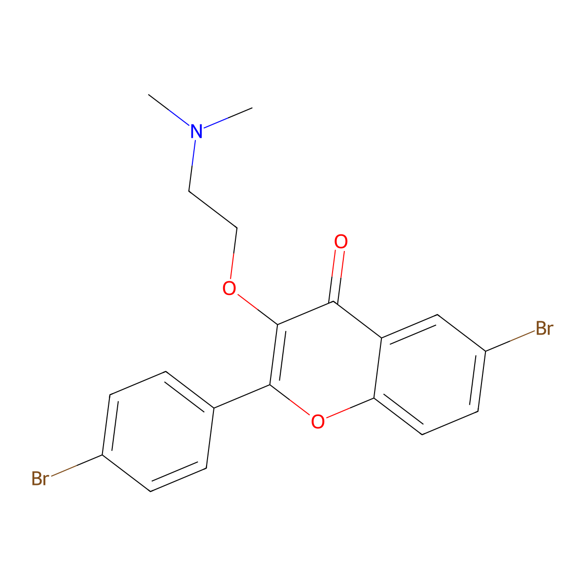 6-Bromo-2-(4-bromophenyl)-3-(2-(dimethylamino)ethoxy)-4H-chromen-4-one molecular structure, CAS 1621874-00-7