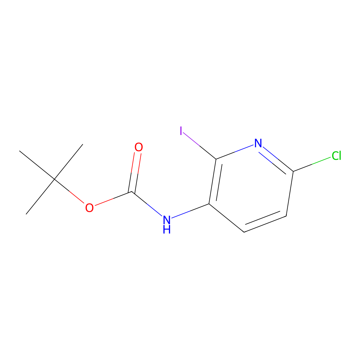 tert-Butyl (6-chloro-2-iodopyridin-3-yl)carbamate molecular structure, CAS 1621888-56-9