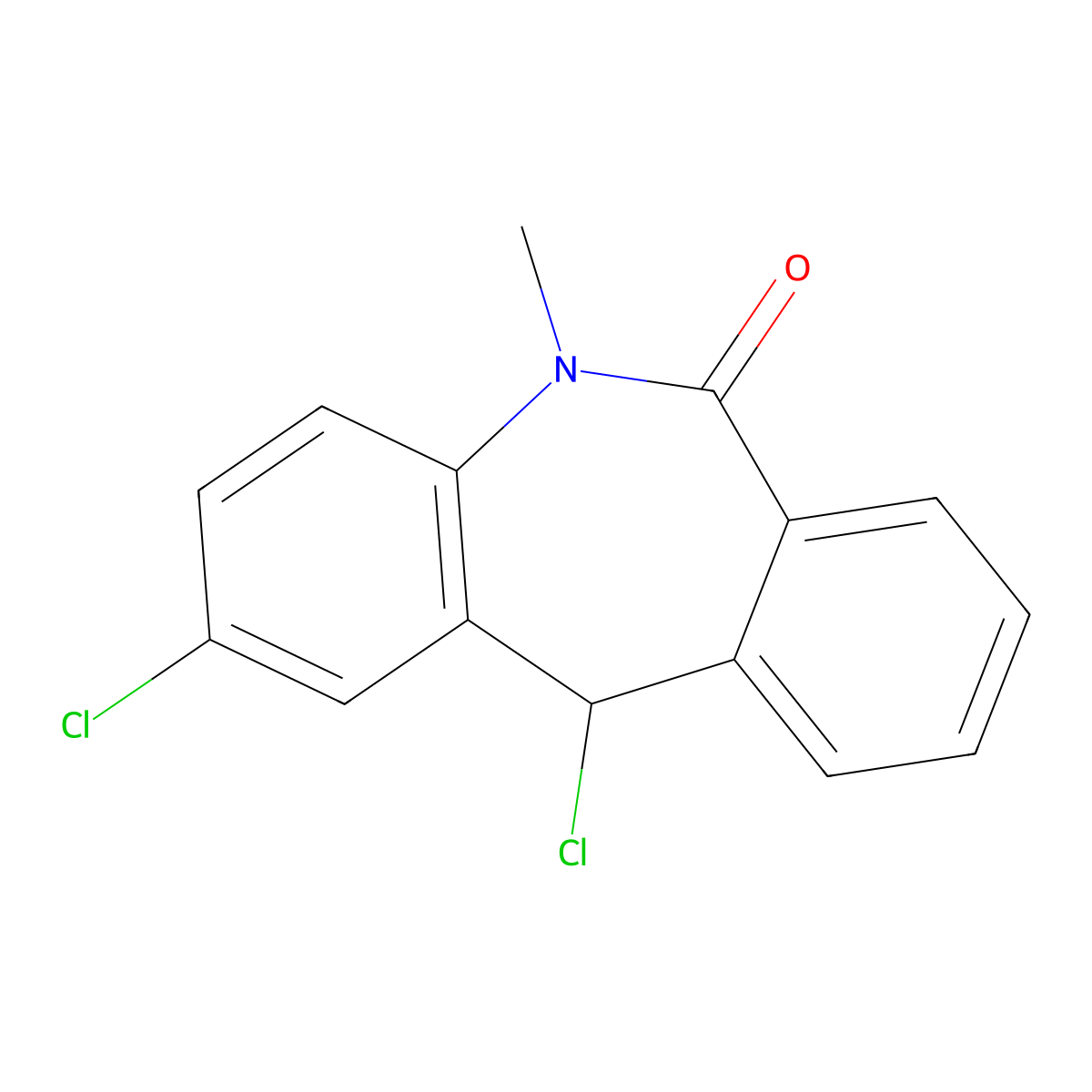 2,11-Dichloro-5,11-dihydro-5-methyl-6H-dibenz[b,e]azepin-6-one molecular structure, CAS 16219-19-5