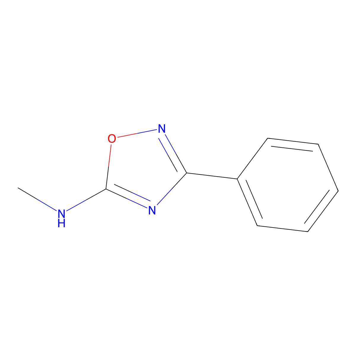 N-methyl-3-phenyl-1,2,4-oxadiazol-5-amine molecular structure, CAS 16219-33-3