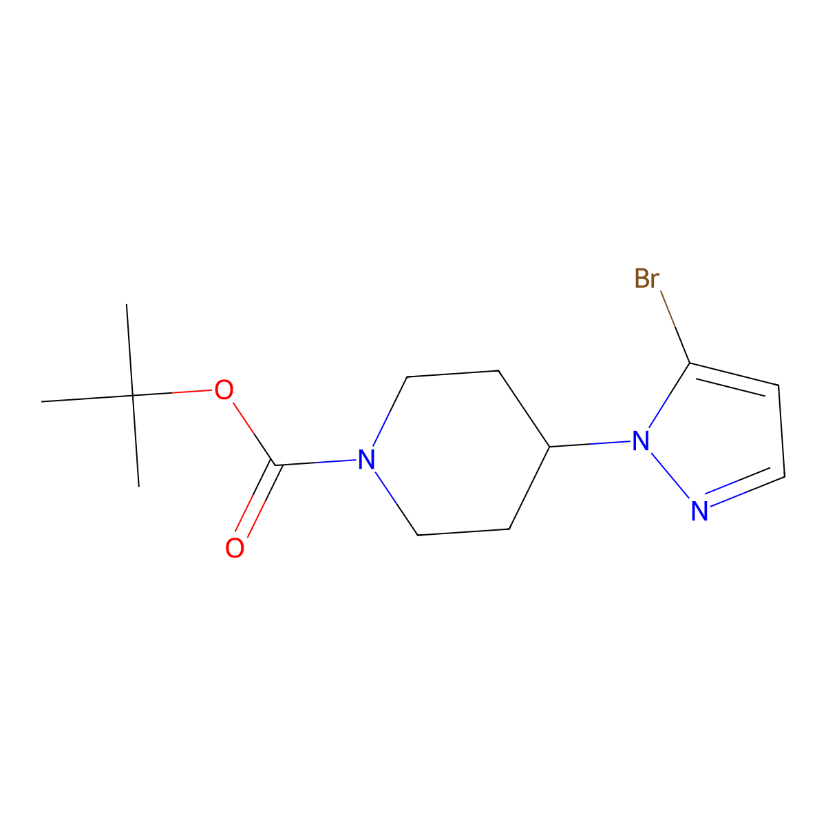 1-Boc-4-(5-bromo-1-pyrazolyl)piperidine molecular structure, CAS 1621910-10-8