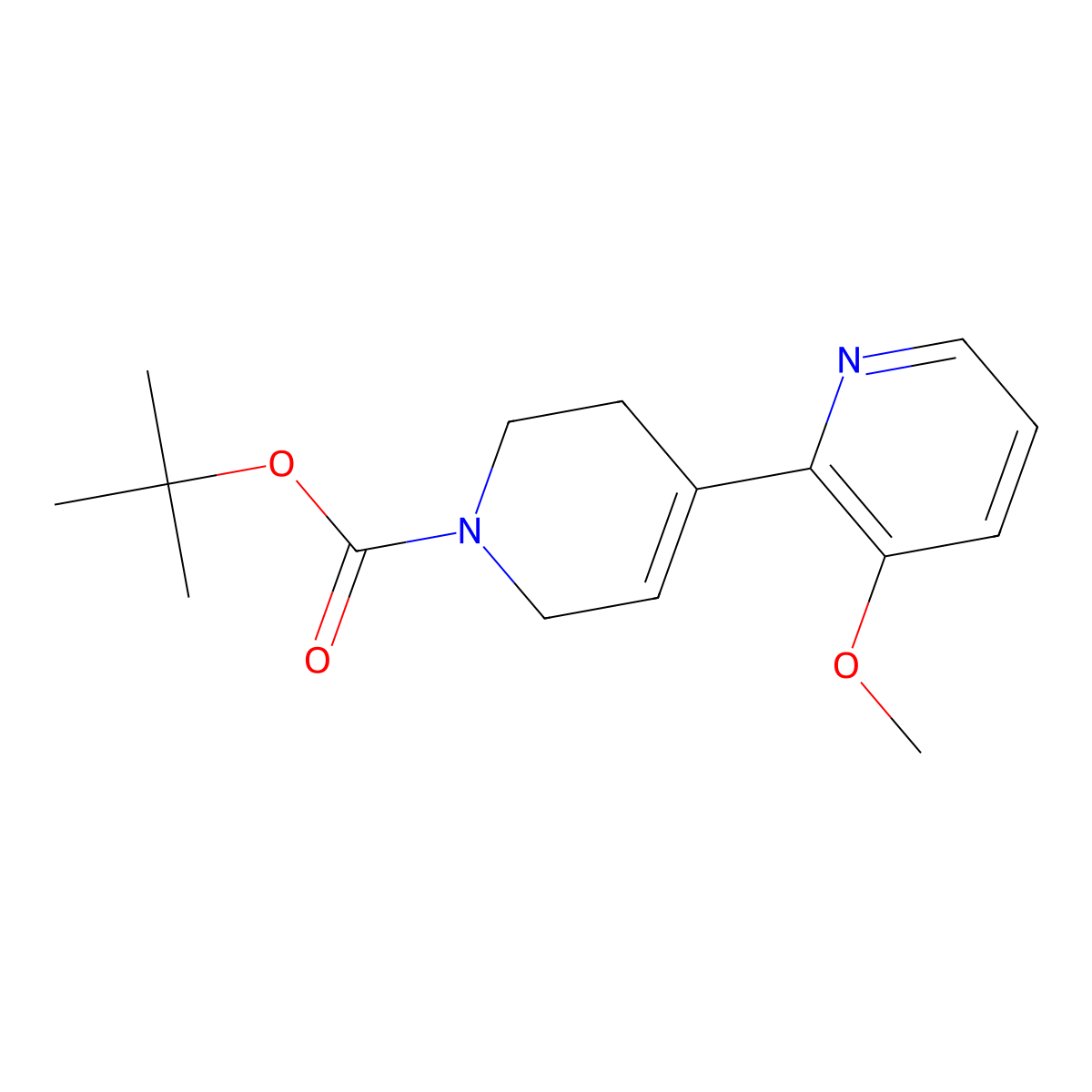 Tert-butyl 4-(3-methoxypyridin-2-yl)-1,2,3,6-tetrahydropyridine-1-carboxylate molecular structure, CAS 1621910-26-6