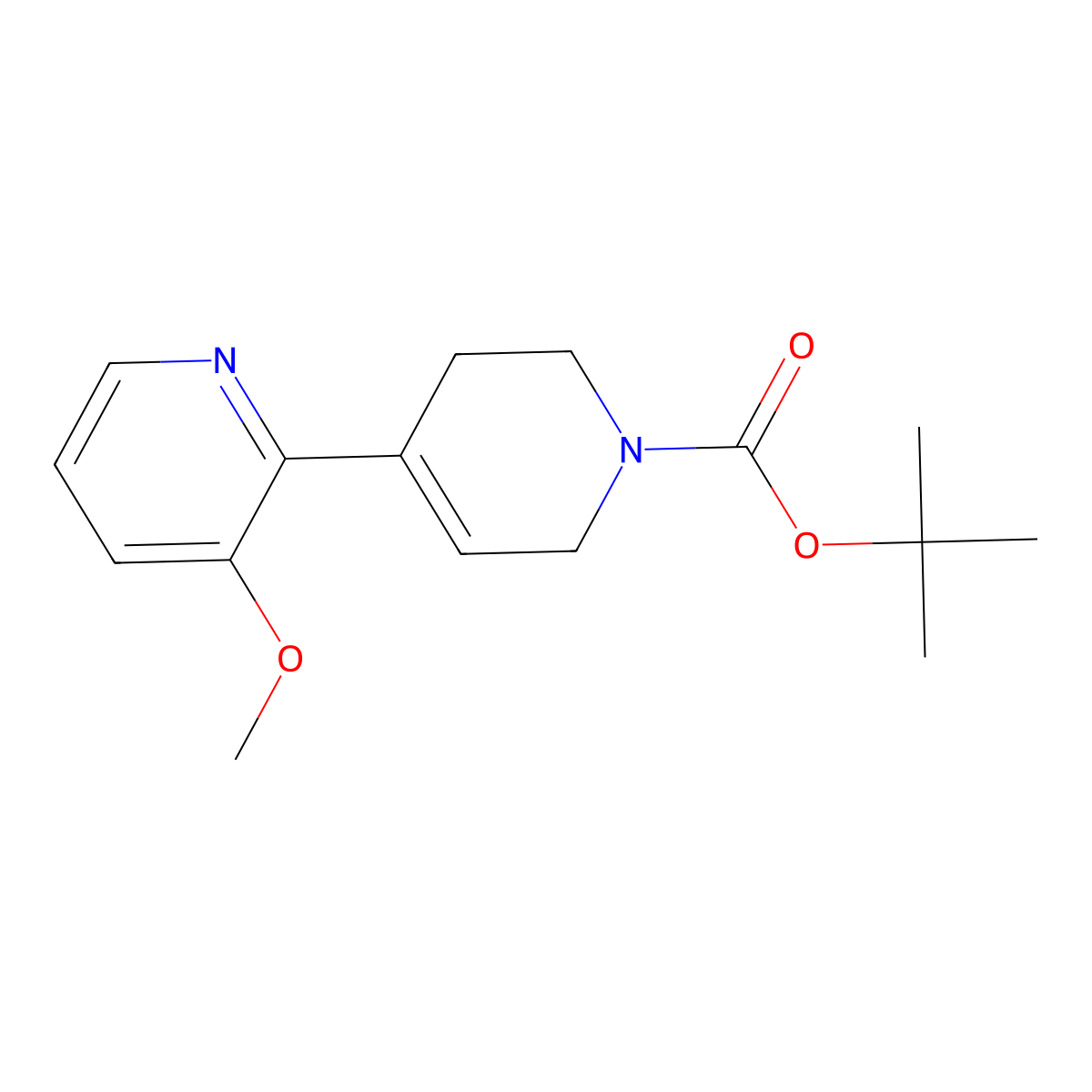 Tert-butyl 4-(3-methoxypyridin-2-yl)-1,2,3,6-tetrahydropyridine-1-carboxylate molecular structure, CAS 1621910-26-6