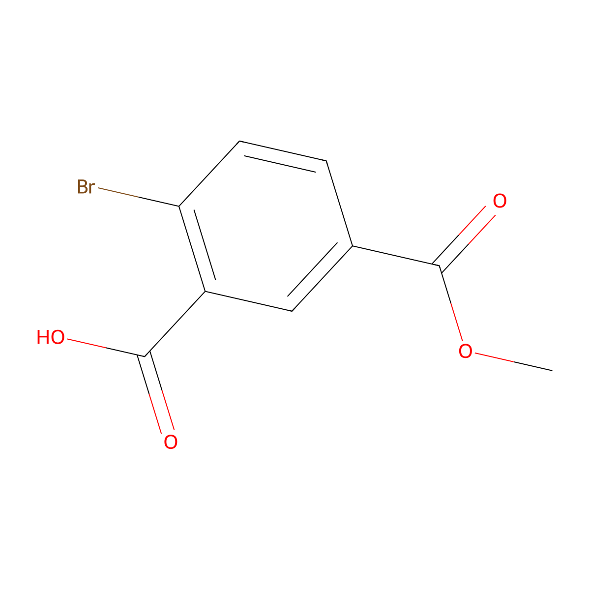 2-Bromo-5-(methoxycarbonyl)benzoic acid molecular structure, CAS 1621912-33-1