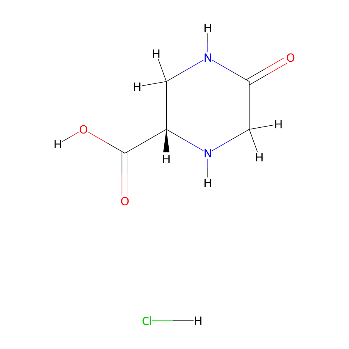 (S)-5-oxopiperazine-2-carboxylic acid hydrochloride molecular structure, CAS 1621961-57-6