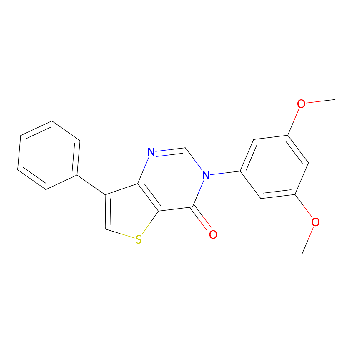 3-(3,5-Dimethoxyphenyl)-7-phenylthieno[3,2-d]pyrimidin-4(3H)-one molecular structure, CAS 1621966-72-0