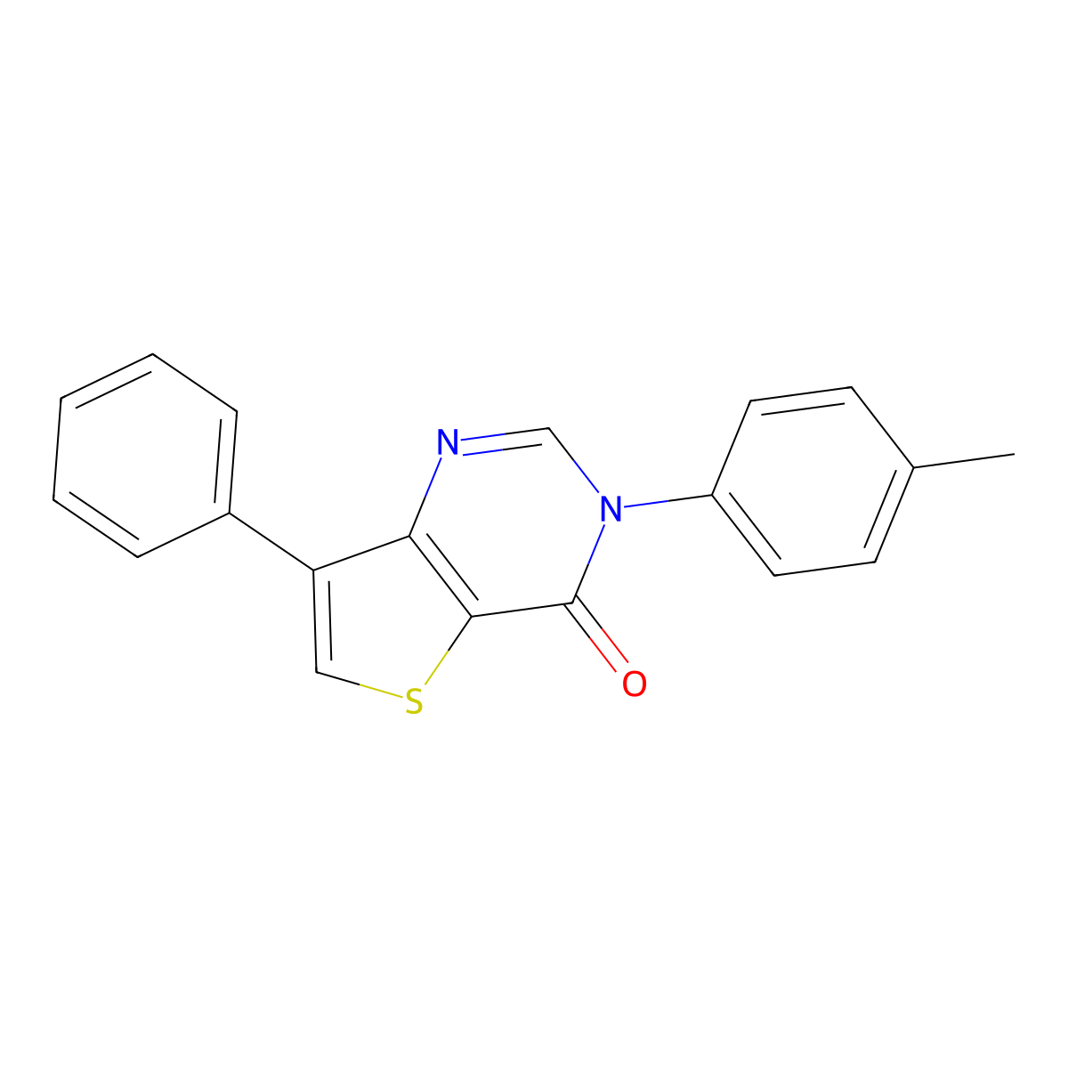 7-Phenyl-3-(P-tolyl)thieno[3,2-D]pyrimidin-4(3H)-one molecular structure, CAS 1621966-78-6