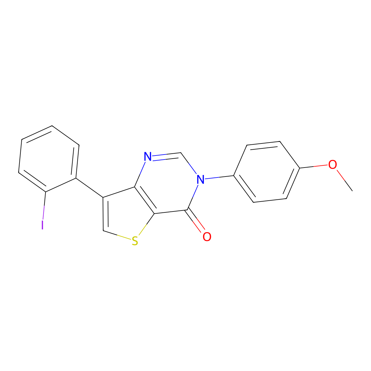 7-(2-Iodophenyl)-3-(4-methoxyphenyl)thieno[3,2-d]pyrimidin-4(3H)-one molecular structure, CAS 1621967-52-9