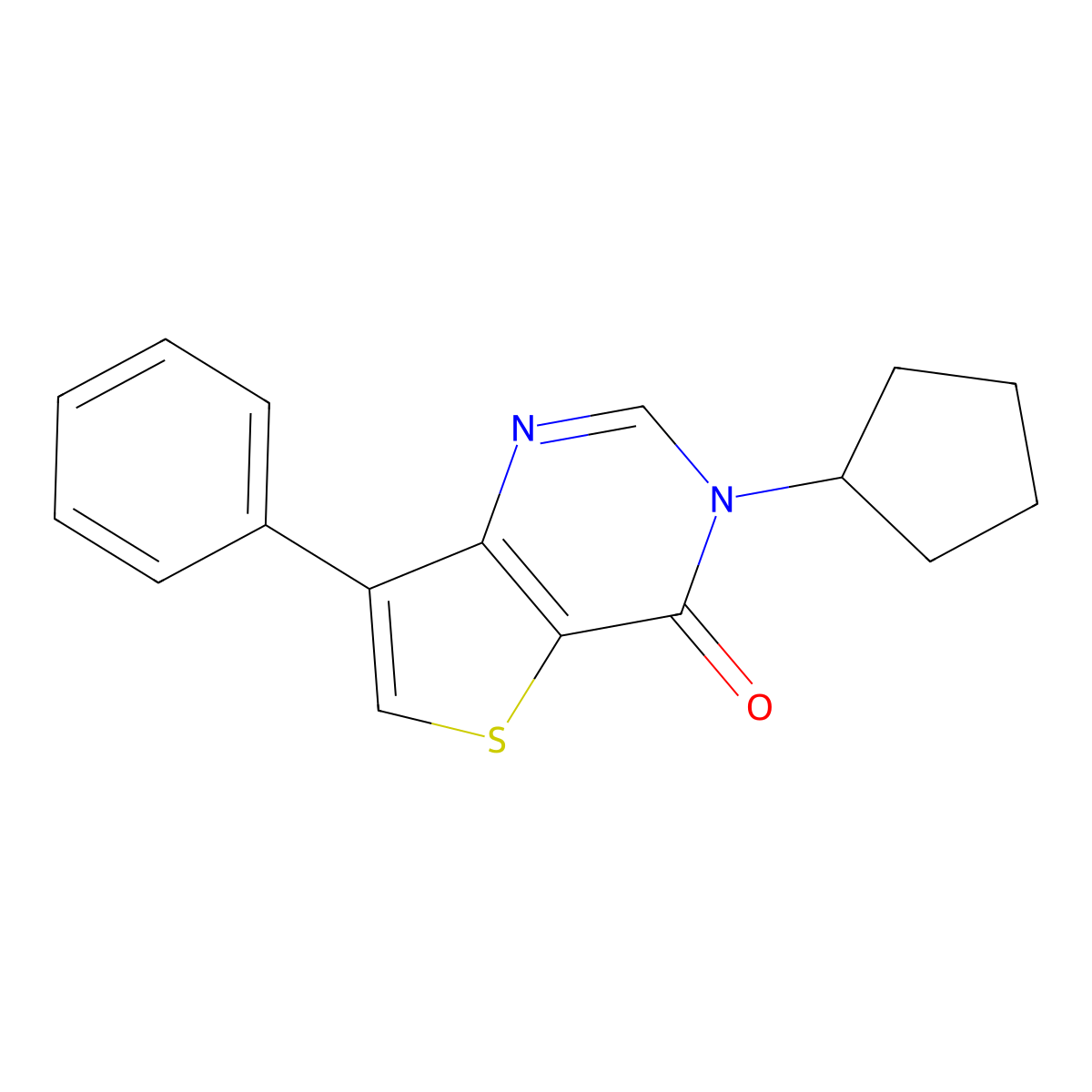 3-Cyclopentyl-7-phenylthieno[3,2-d]pyrimidin-4(3H)-one molecular structure, CAS 1621968-01-1