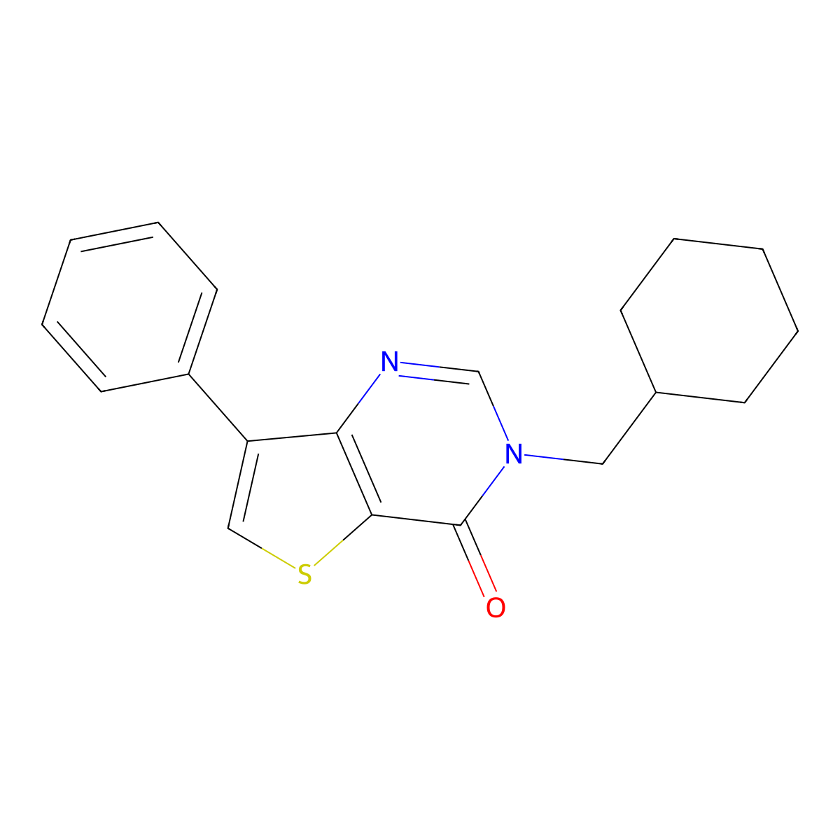 3-(Cyclohexylmethyl)-7-phenylthieno[3,2-d]pyrimidin-4(3H)-one molecular structure, CAS 1621968-06-6