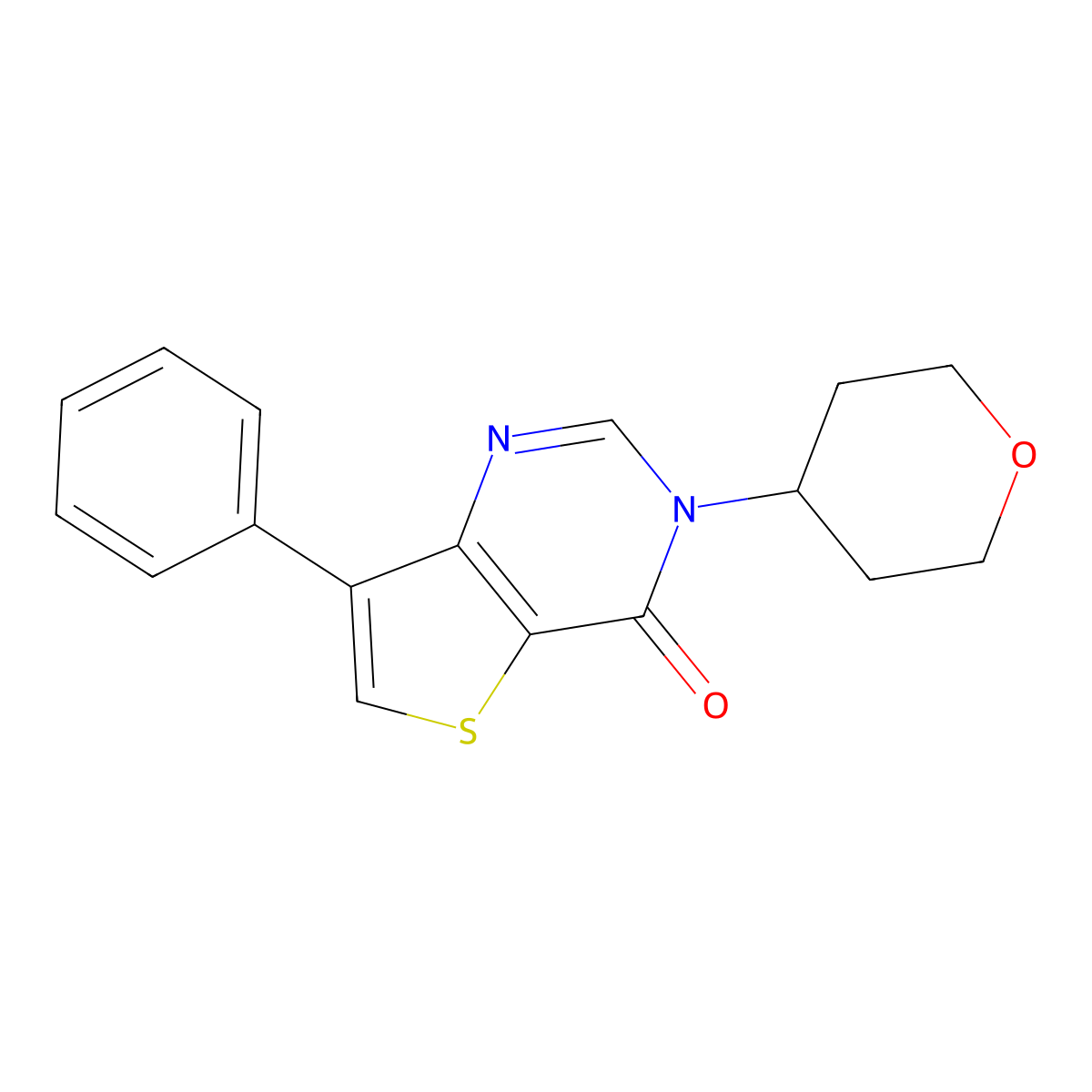 7-Phenyl-3-(tetrahydro-2H-pyran-4-yl)thieno[3,2-d]pyrimidin-4(3H)-one molecular structure, CAS 1621968-08-8
