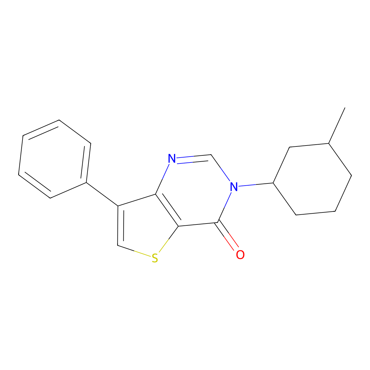 3-(3-Methylcyclohexyl)-7-phenylthieno[3,2-d]pyrimidin-4(3H)-one molecular structure, CAS 1621968-17-9