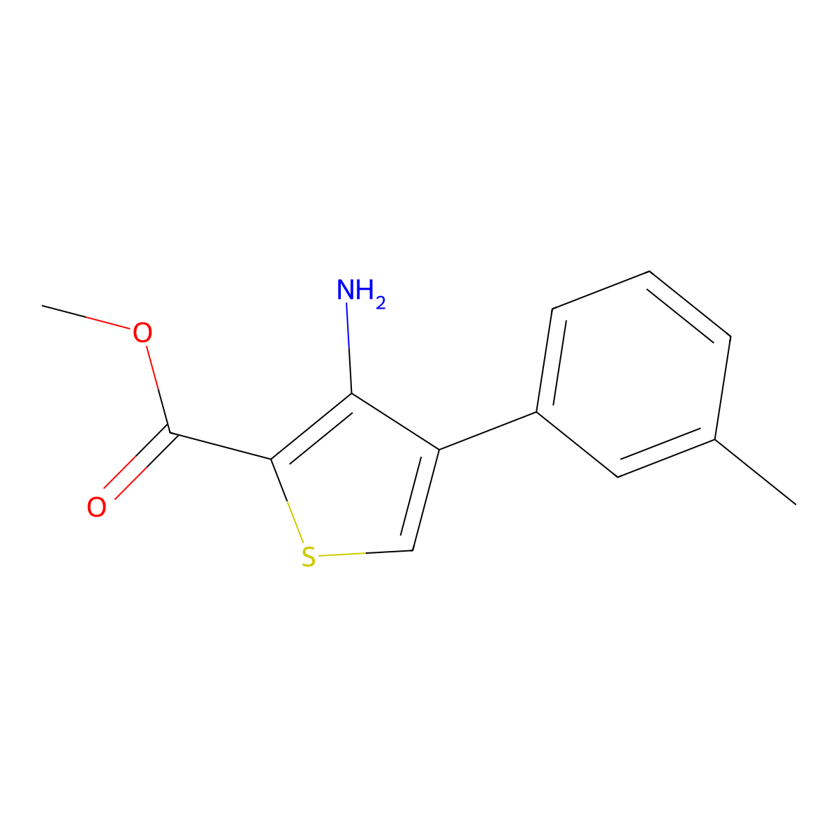 Methyl 3-amino-4-(m-tolyl)thiophene-2-carboxylate molecular structure, CAS 1621968-40-8