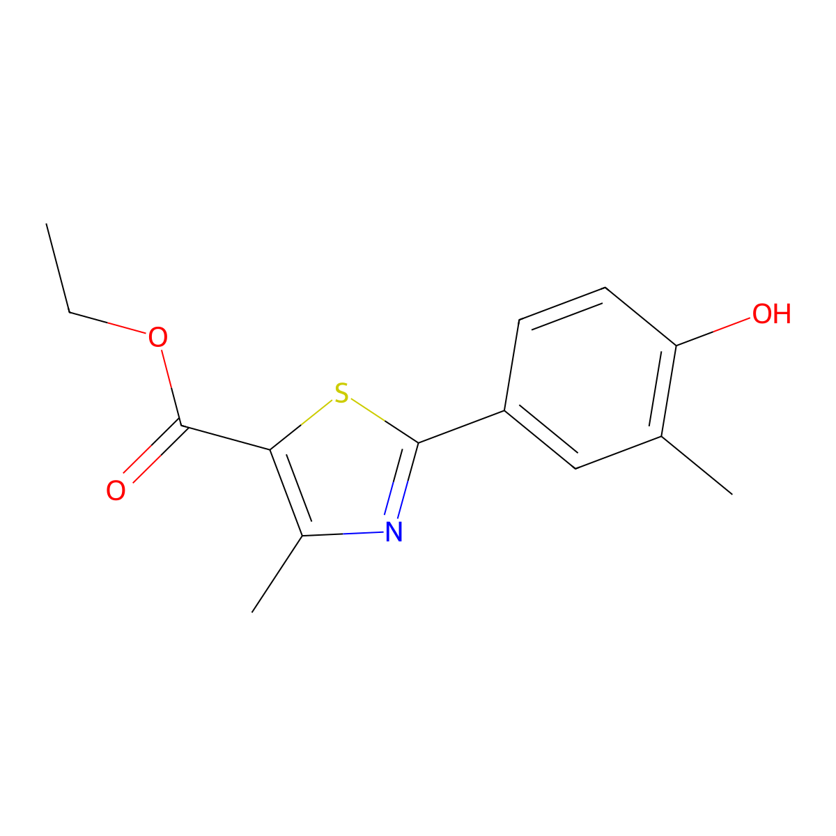 Ethyl 2-(4-hydroxy-3-methylphenyl)-4-methylthiazole-5-carboxylate molecular structure, CAS 1621995-80-9