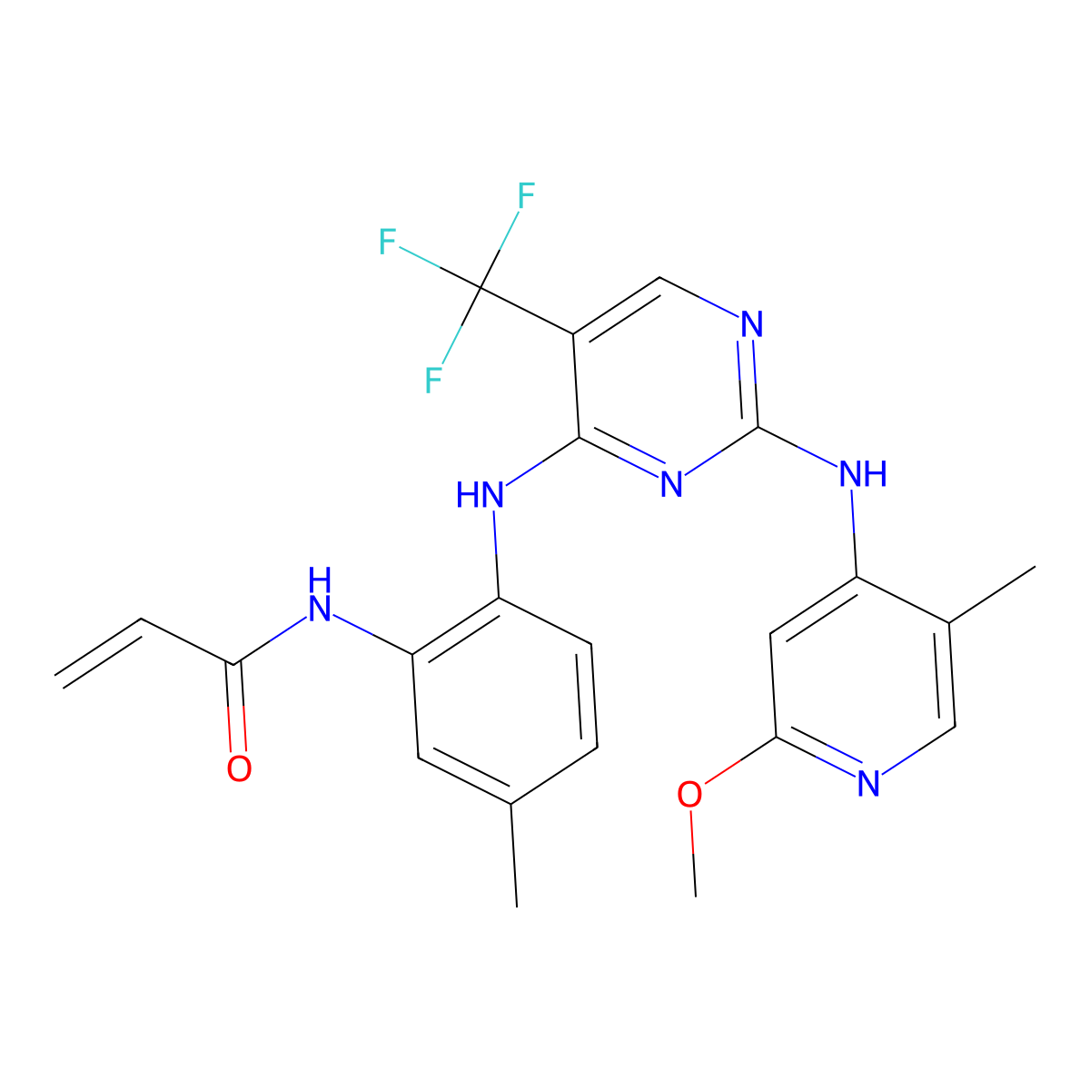 N-(2-((2-((2-Methoxy-5-methylpyridin-4-yl)amino)-5-(trifluoromethyl)pyrimidin-4-yl)amino)-5-methylphenyl)acrylamide molecular structure, CAS 1621999-82-3