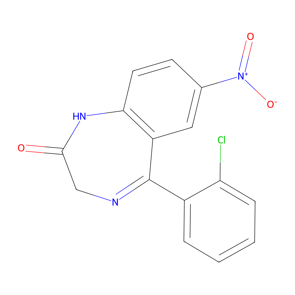 Clonazepam molecular structure, CAS 1622-61-3