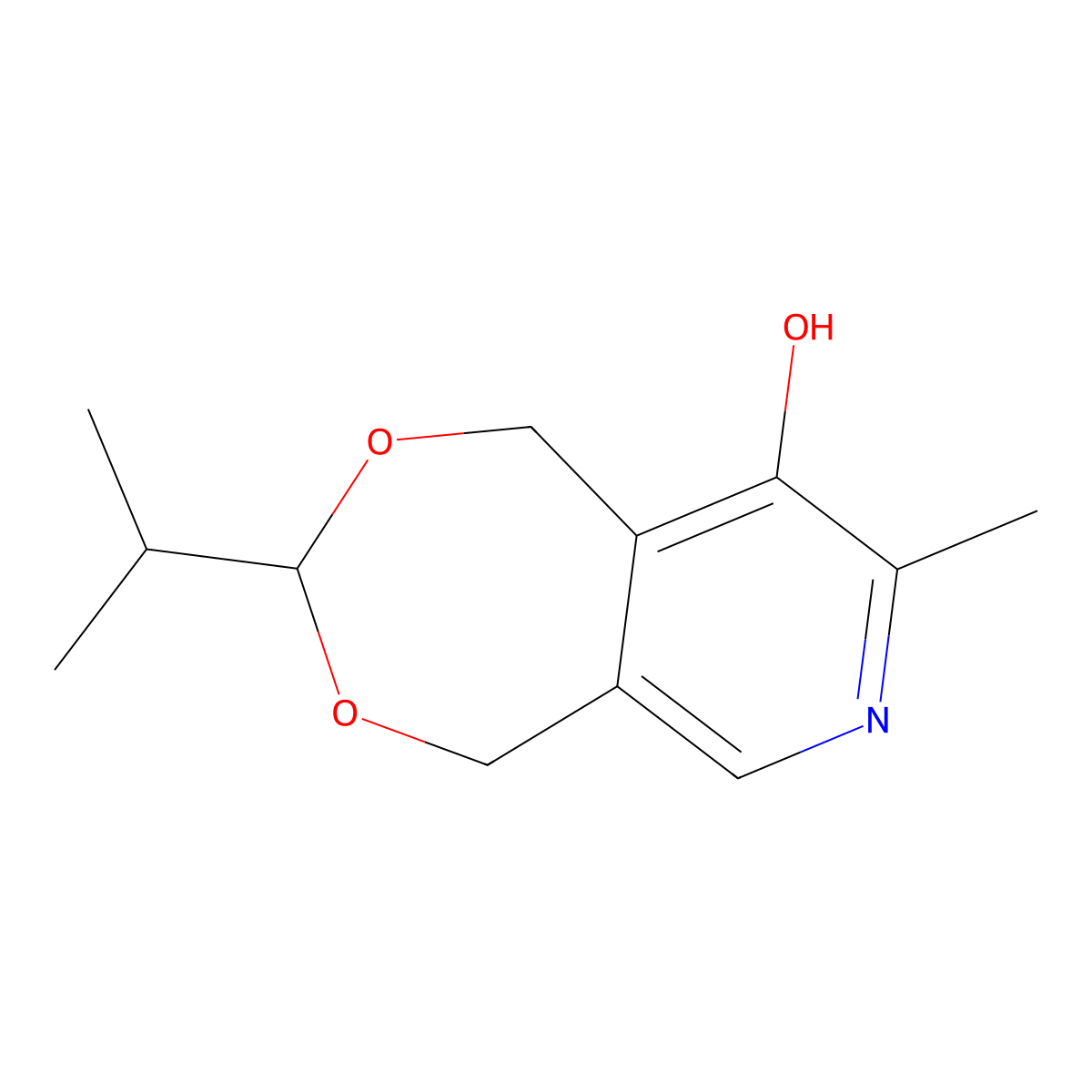 1,5-Dihydro-3-isopropyl-8-methyl-[1,3]dioxepino[5,6-C]pyridin-9-OL molecular structure, CAS 1622-67-9