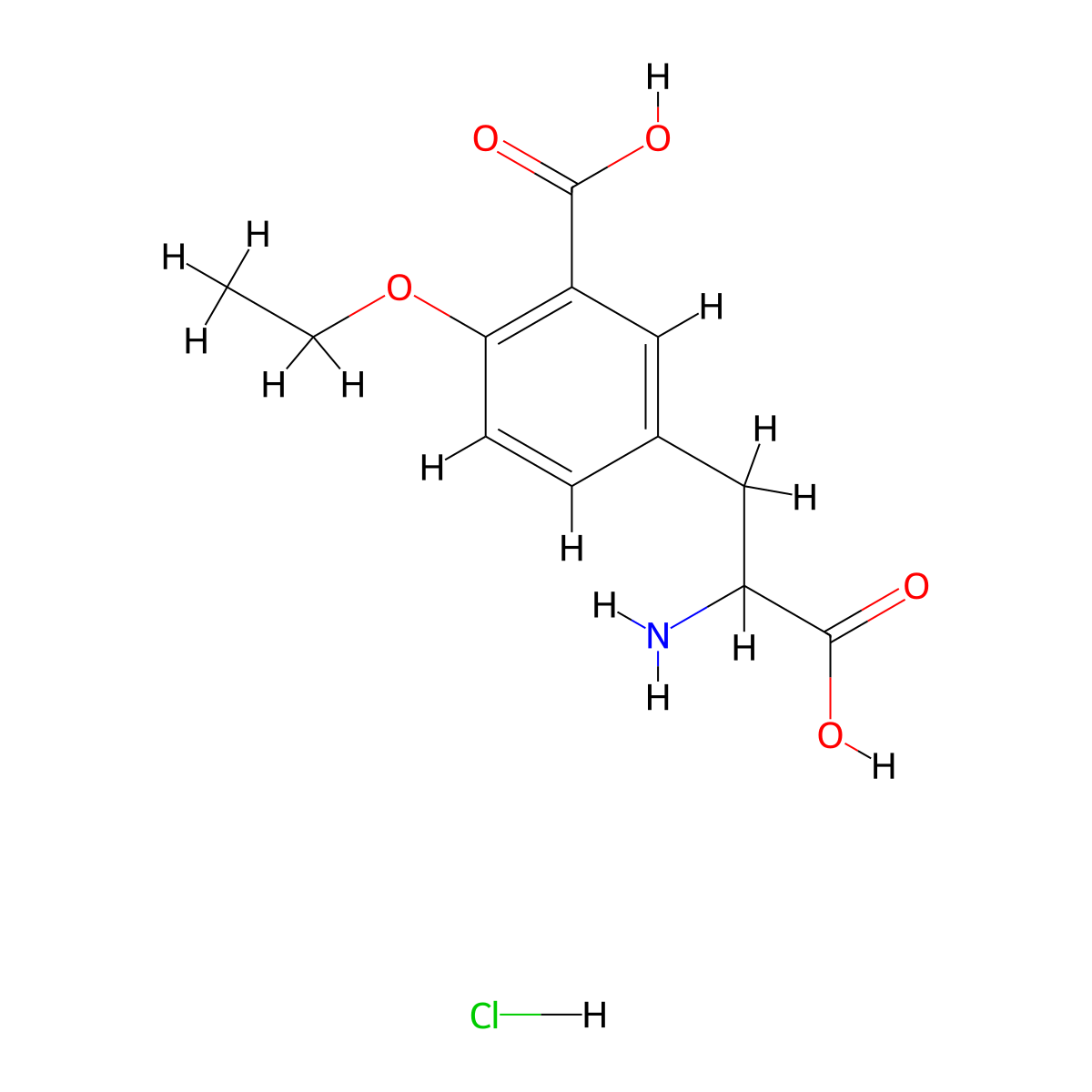 3-Carboxy-O-ethyltyrosine--hydrogen chloride (1/1) molecular structure, CAS 16220-80-7