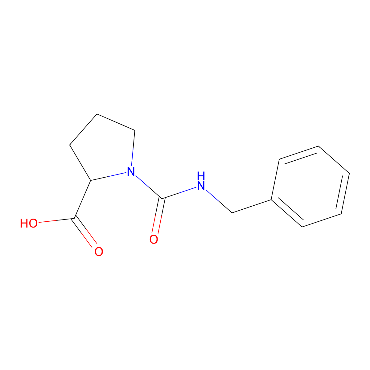 (2S)-1-(benzylcarbamoyl)pyrrolidine-2-carboxylic acid molecular structure, CAS 162204-10-6