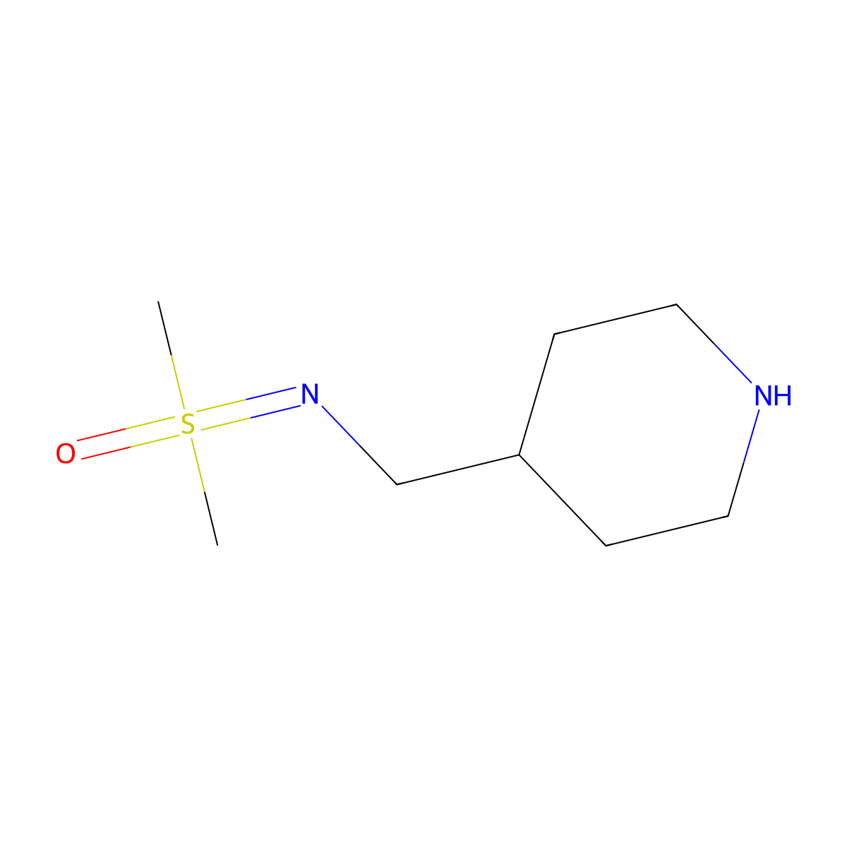 Dimethyl({[(piperidin-4-yl)methyl]imino})-lambda6-sulfanone molecular structure, CAS 1622050-41-2