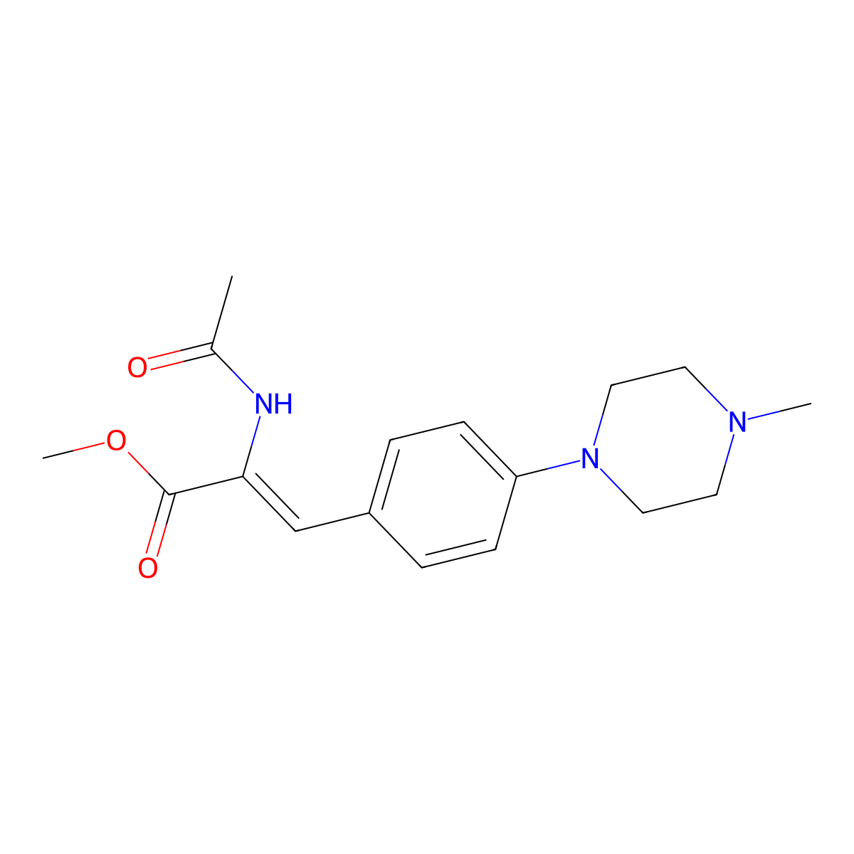 Methyl-2-acetamido-3-[4-(4-methylpiperazin-1-yl)phenyl]prop-2-enoate molecular structure, CAS 1622059-69-1