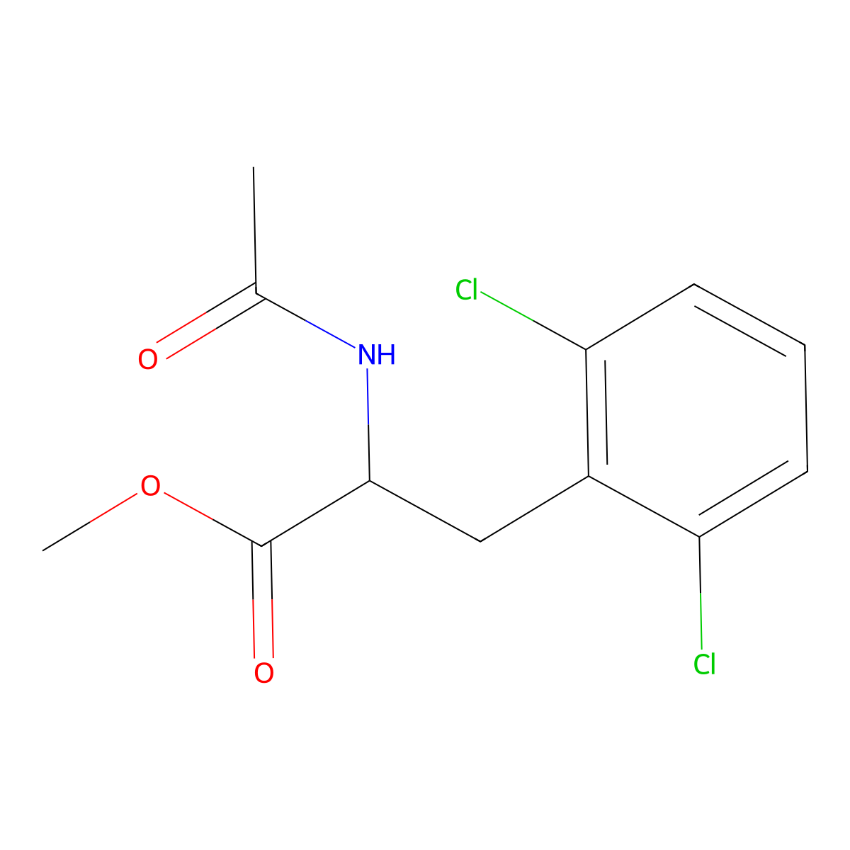 Methyl 3-(2,6-dichlorophenyl)-2-acetamidopropanoate molecular structure, CAS 1622069-55-9