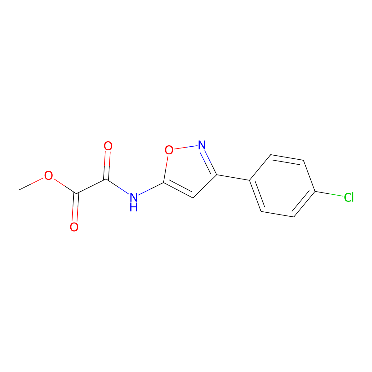Methyl {[3-(4-chlorophenyl)-1,2-oxazol-5-yl]carbamoyl}formate molecular structure, CAS 1622069-59-3