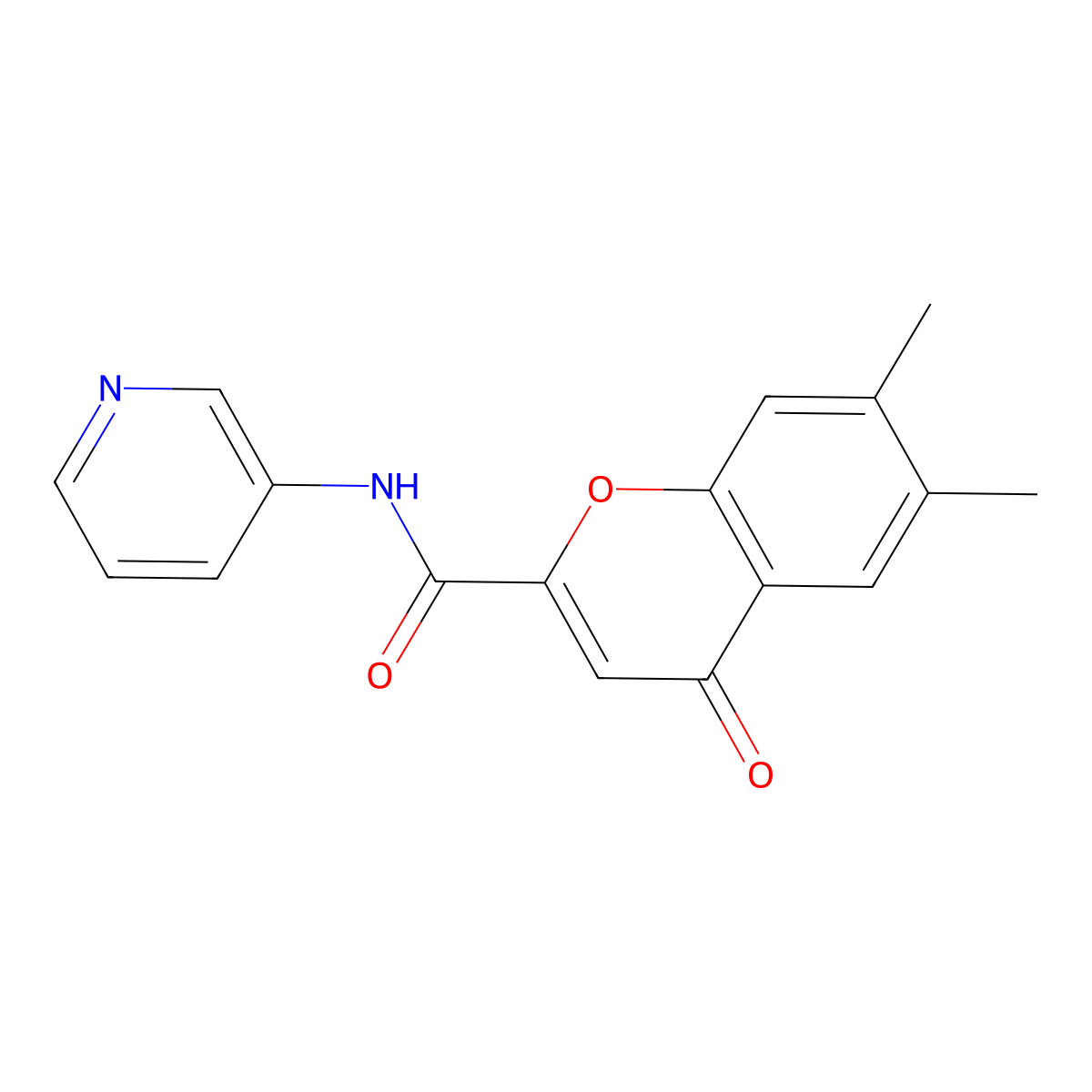 6,7-dimethyl-4-oxo-N-(pyridin-3-yl)-4H-chromene-2-carboxamide molecular structure, CAS 162209-90-7