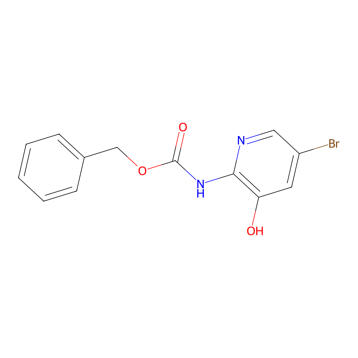 benzyl N-(5-bromo-3-hydroxypyridin-2-yl)carbamate molecular structure, CAS 1622162-54-2