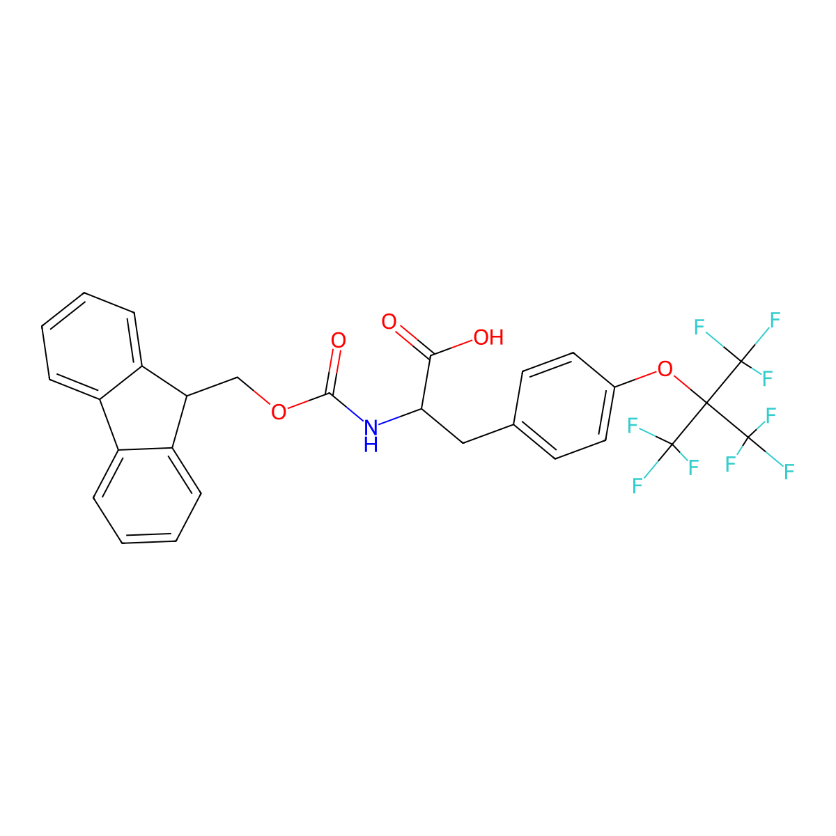 (S)-2-((((9h-fluoren-9-yl)methoxy)carbonyl)amino)-3-(4-((1,1,1,3,3,3-hexafluoro-2-(trifluoromethyl)propan-2-yl)oxy)phenyl)propanoic acid molecular structure, CAS 1622172-55-7