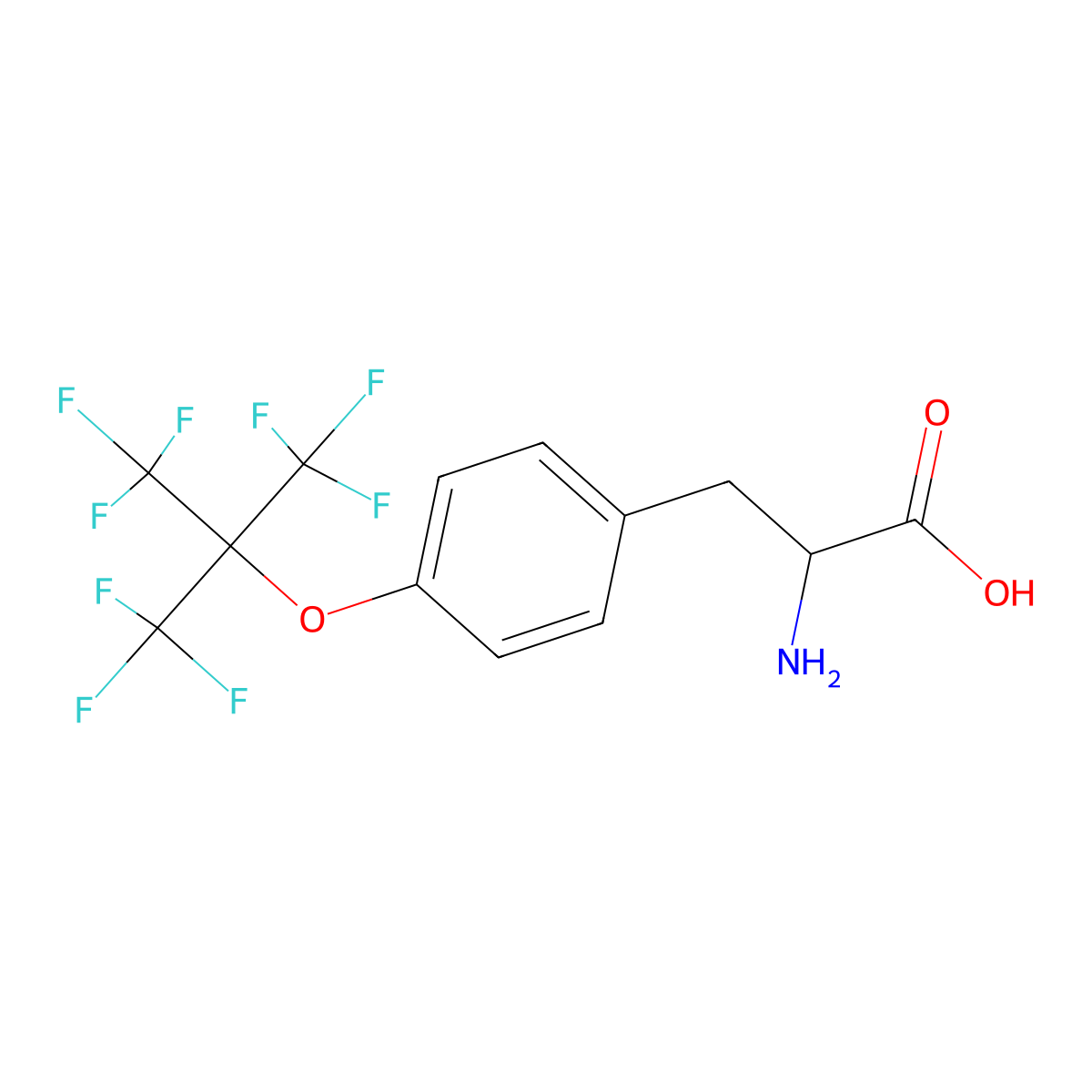 (S)-2-Amino-3-(4-((1,1,1,3,3,3-hexafluoro-2-(trifluoromethyl)propan-2-yl)oxy)phenyl)propanoic acid molecular structure, CAS 1622172-73-9