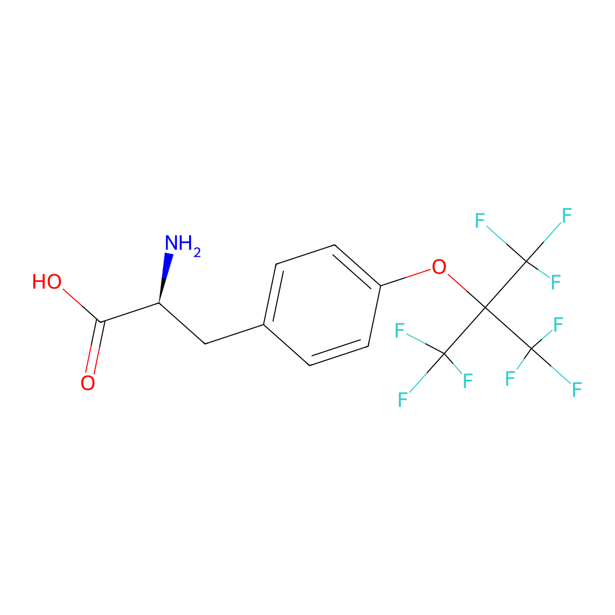 (S)-2-Amino-3-(4-((1,1,1,3,3,3-hexafluoro-2-(trifluoromethyl)propan-2-yl)oxy)phenyl)propanoic acid molecular structure, CAS 1622172-73-9