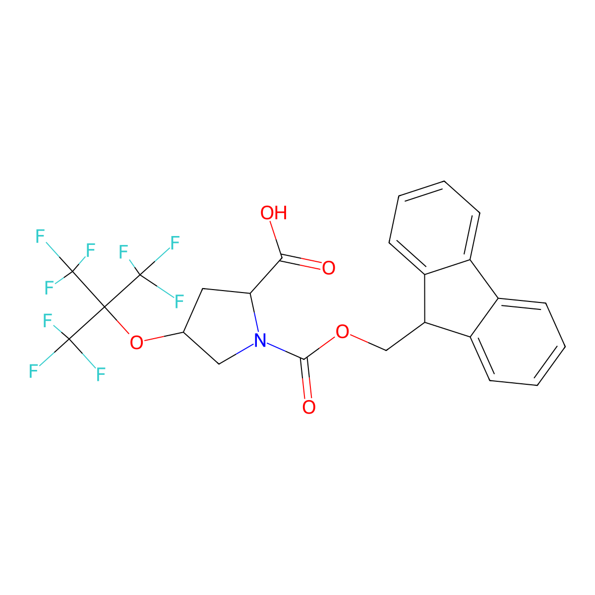 N-alpha-(9-Fluorenylmethyloxycarbonyl)-O-(nonafluoro-t-butyl)-trans-L-hydroxyproline molecular structure, CAS 1622172-75-1