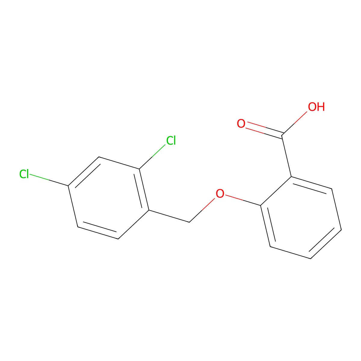 2-[(2,4-Dichlorophenyl)methoxy]benzoic acid molecular structure, CAS 162218-64-6