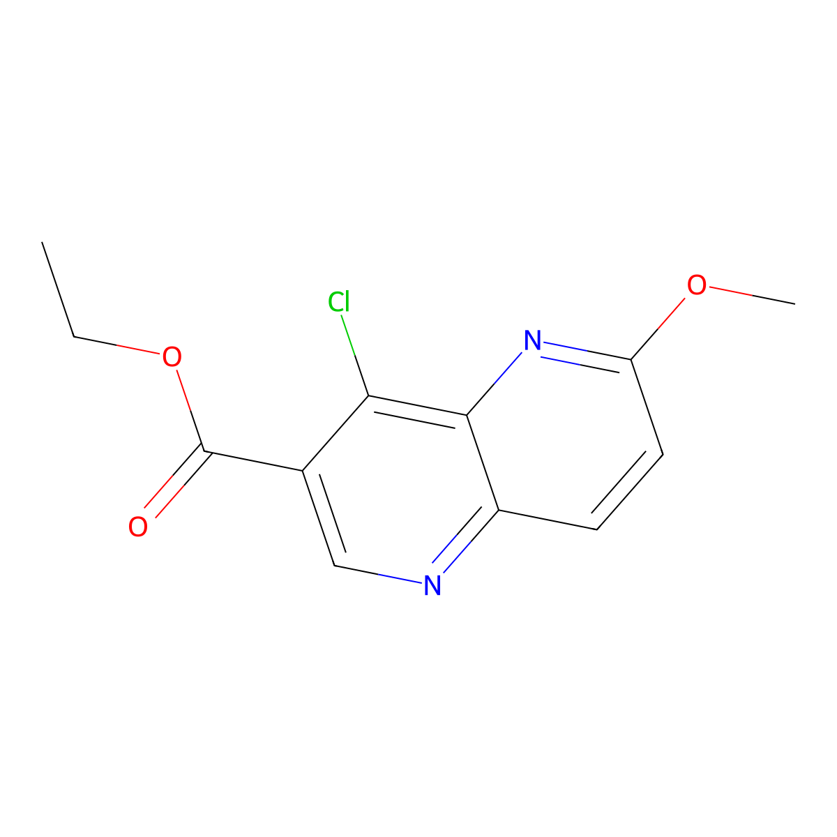 Ethyl 4-chloro-6-methoxy-1,5-naphthyridine-3-carboxylate molecular structure, CAS 162220-96-4
