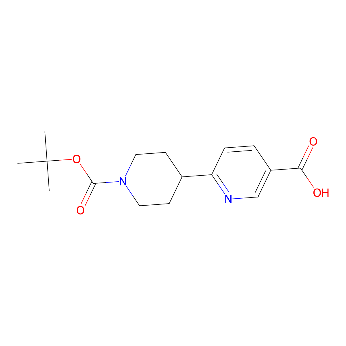 6-(1-((Tert-butoxy)carbonyl)piperidin-4-yl)pyridine-3-carboxylic acid molecular structure, CAS 1622205-77-9