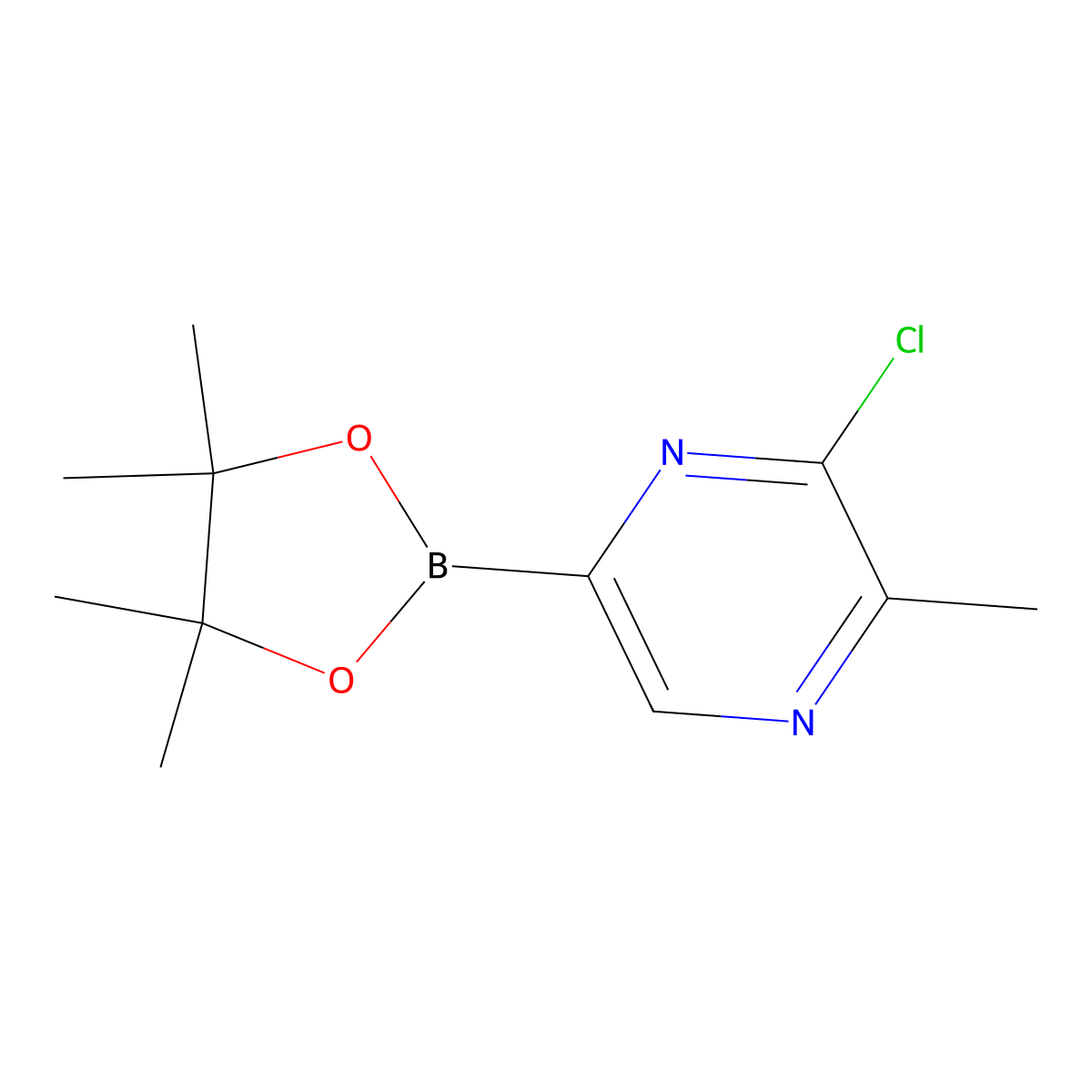3-Chloro-2-methyl-5-(4,4,5,5-tetramethyl-1,3,2-dioxaborolan-2-yl)pyrazine molecular structure, CAS 1622216-93-6