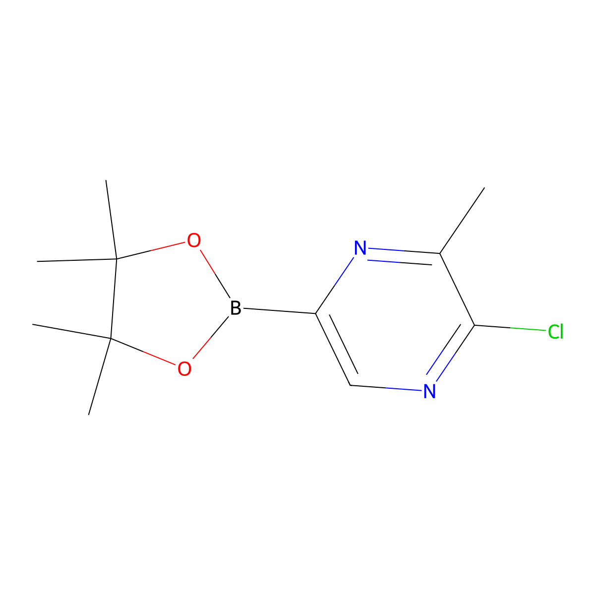 2-Chloro-3-methyl-5-(4,4,5,5-tetramethyl-1,3,2-dioxaborolan-2-yl)pyrazine molecular structure, CAS 1622216-94-7