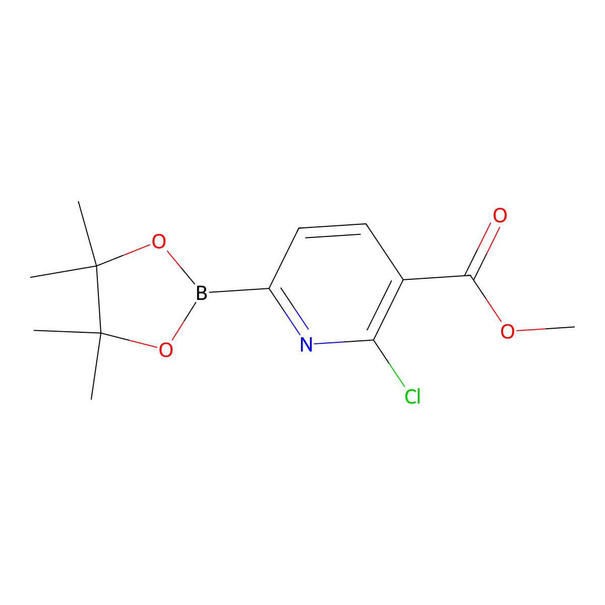 Methyl 2-chloro-6-(4,4,5,5-tetramethyl-1,3,2-dioxaborolan-2-yl)nicotinate molecular structure, CAS 1622216-97-0