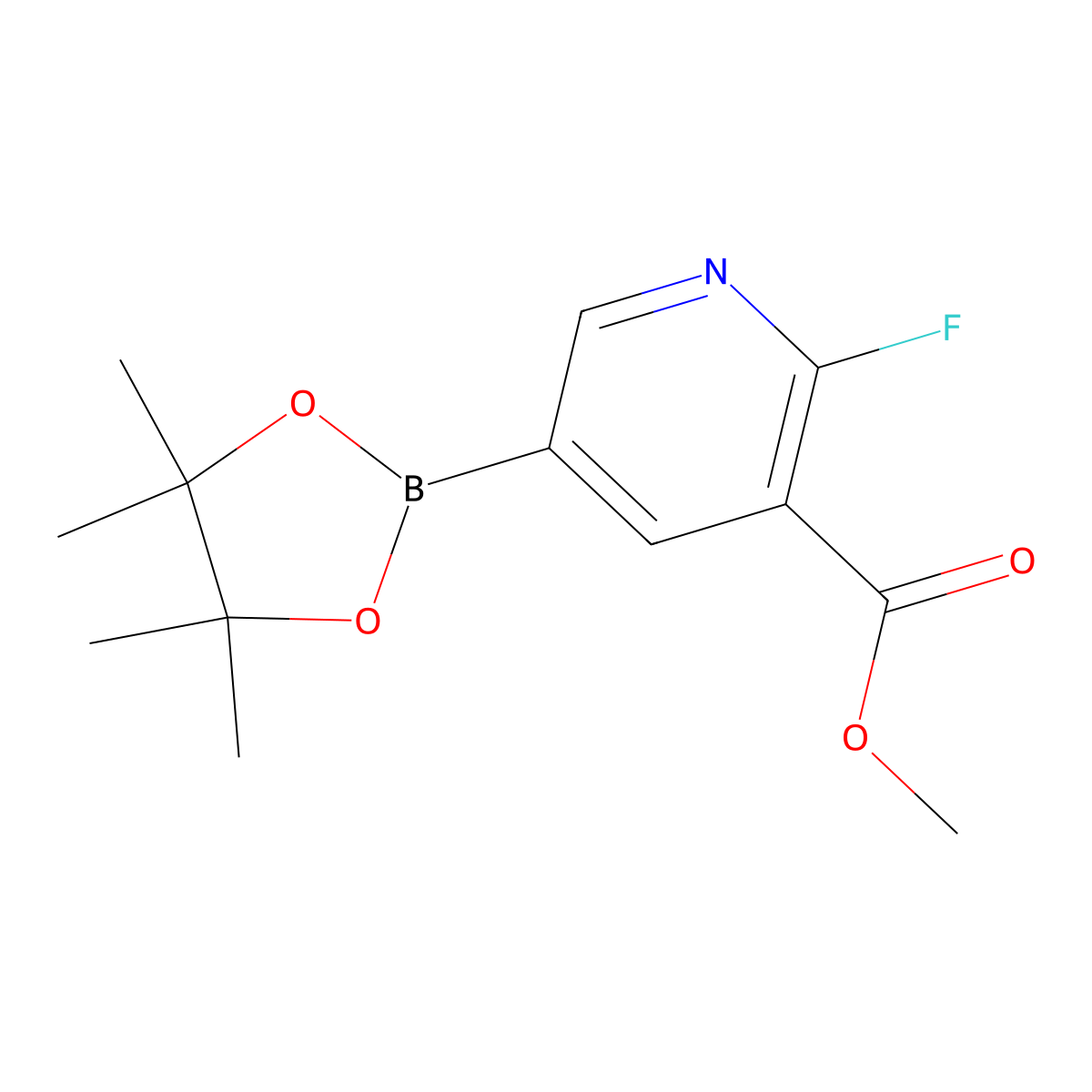 Methyl 2-fluoro-5-(tetramethyl-1,3,2-dioxaborolan-2-yl)pyridine-3-carboxylate molecular structure, CAS 1622217-20-2