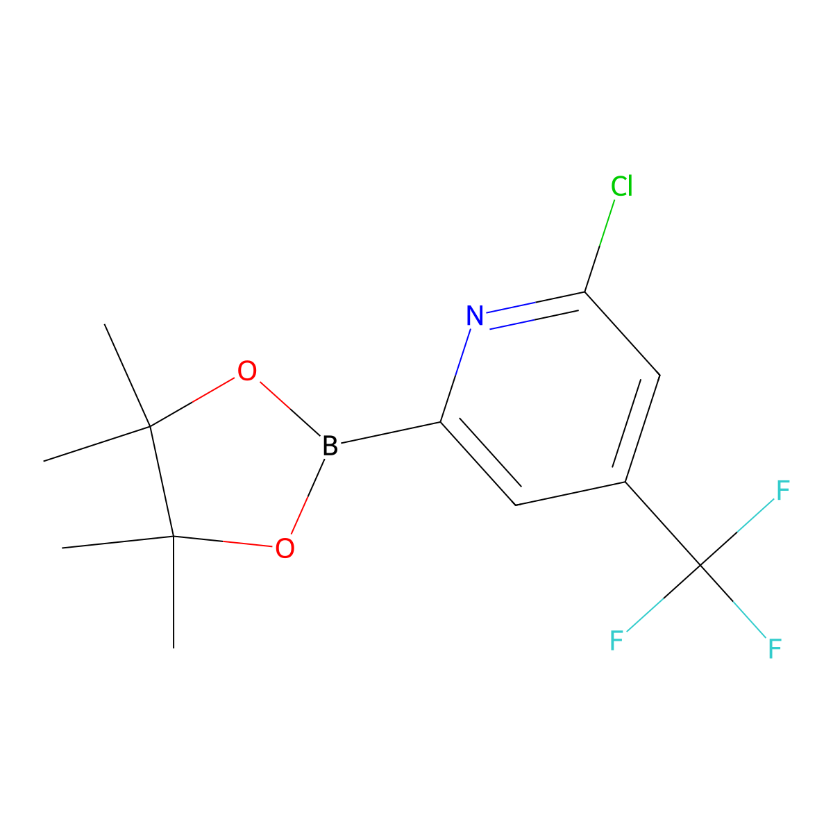 2-Chloro-6-(4,4,5,5-tetramethyl-1,3,2-dioxaborolan-2-yl)-4-(trifluoromethyl)pyridine molecular structure, CAS 1622217-23-5