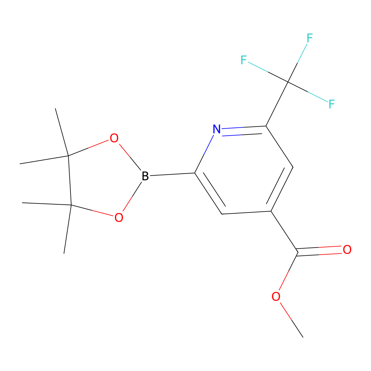 Methyl 2-(4,4,5,5-tetramethyl-1,3,2-dioxaborolan-2-yl)-6-(trifluoromethyl)isonicotinate molecular structure, CAS 1622217-28-0