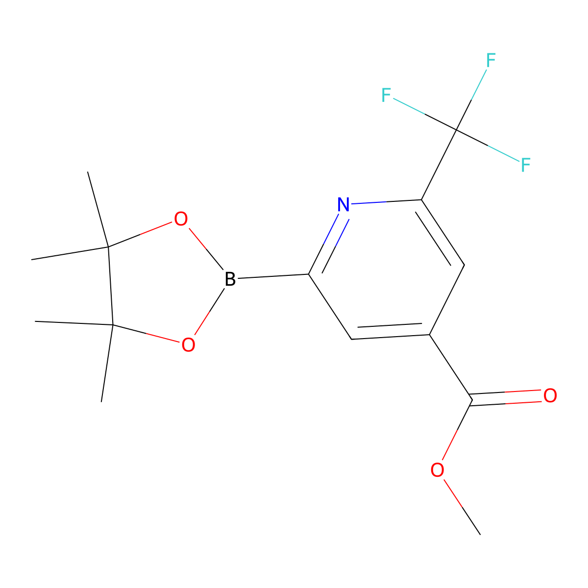 Methyl 2-(4,4,5,5-tetramethyl-1,3,2-dioxaborolan-2-yl)-6-(trifluoromethyl)isonicotinate molecular structure, CAS 1622217-28-0