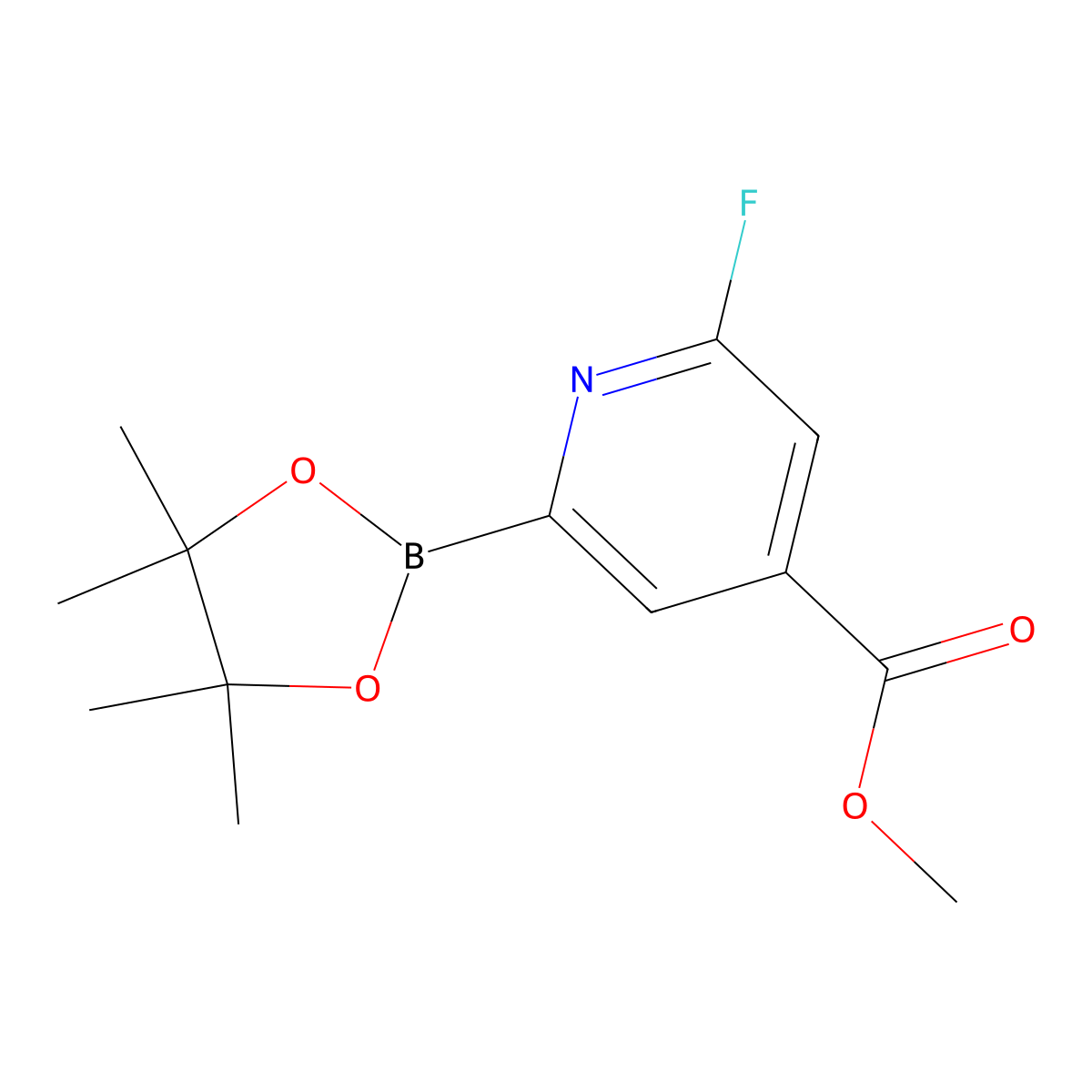Methyl 2-fluoro-6-(4,4,5,5-tetramethyl-1,3,2-dioxaborolan-2-yl)isonicotinate molecular structure, CAS 1622217-30-4