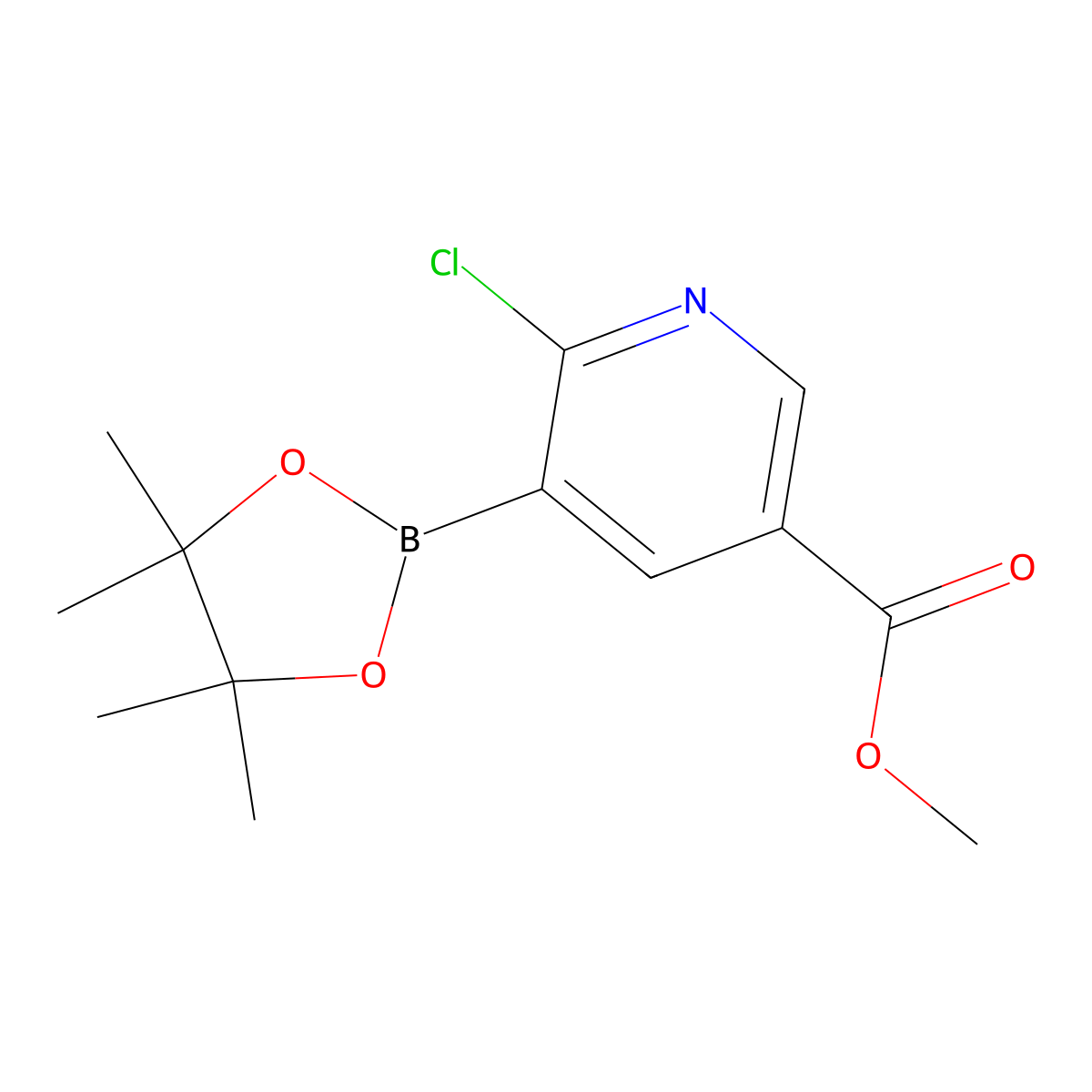Methyl 6-chloro-5-(4,4,5,5-tetramethyl-1,3,2-dioxaborolan-2-yl)-3-pyridinecarboxylate molecular structure, CAS 1622217-33-7