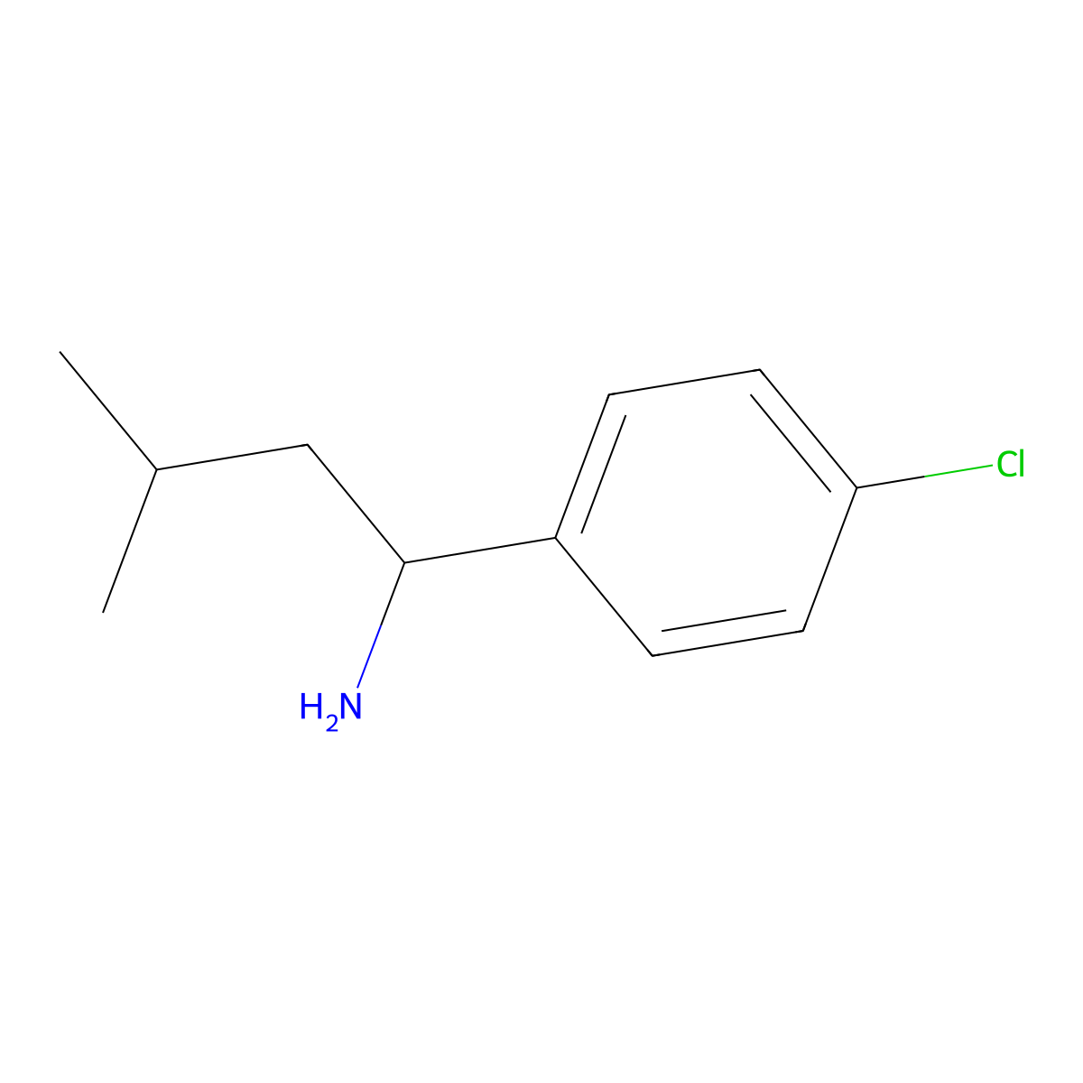 (R)-1-(4-Chlorophenyl)-3-methylbutan-1-amine molecular structure, CAS 1622288-78-1