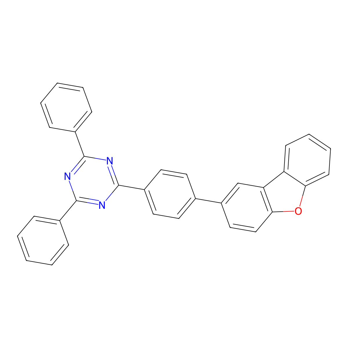 2-(4-(Dibenzo[b,d]furan-2-yl)phenyl)-4,6-diphenyl-1,3,5-triazine molecular structure, CAS 1622290-42-9