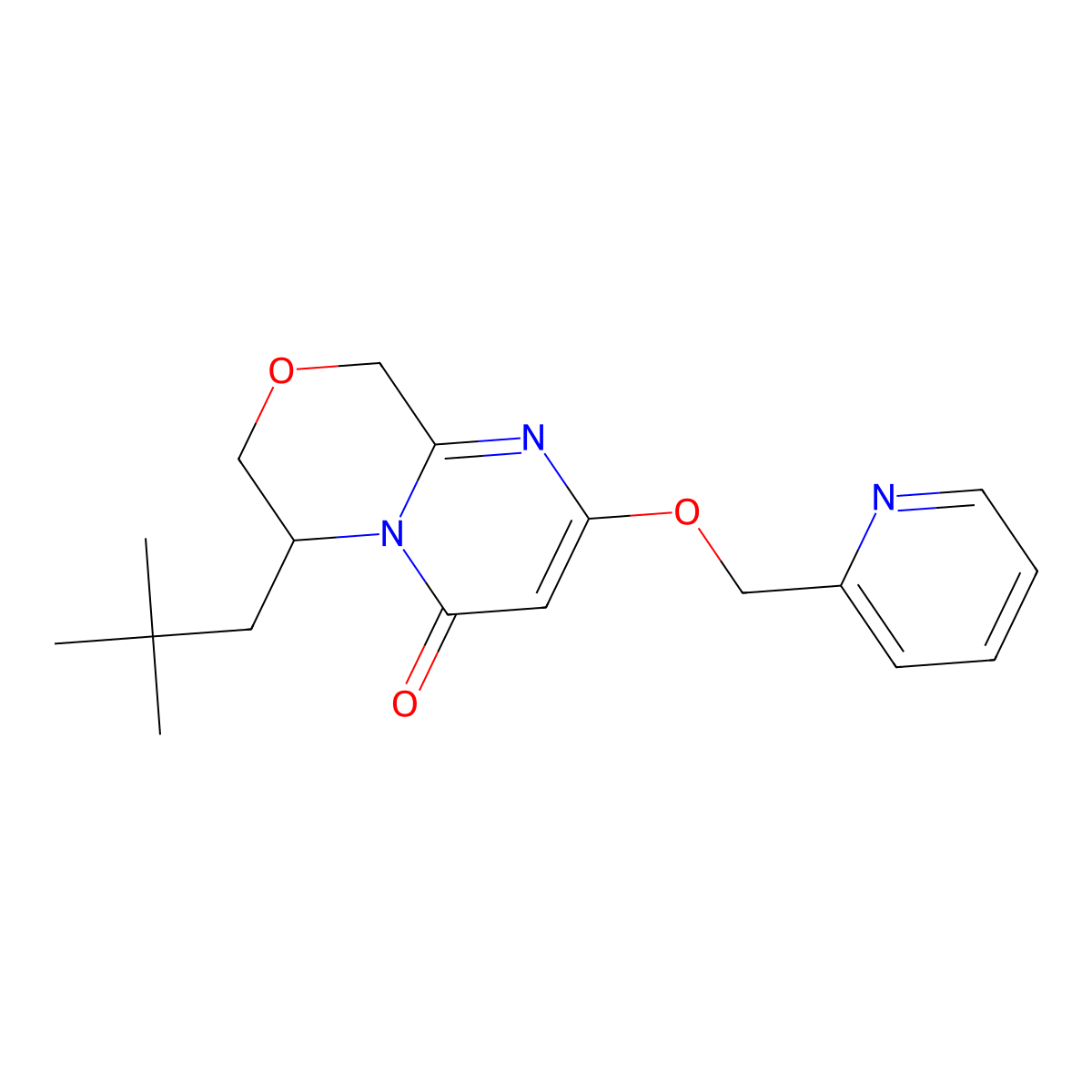 (R)-6-neopentyl-2-(pyridin-2-ylmethoxy)-6,7-dihydropyrimido[2,1-c][1,4]oxazin-4(9H)-one molecular structure, CAS 1622291-66-0