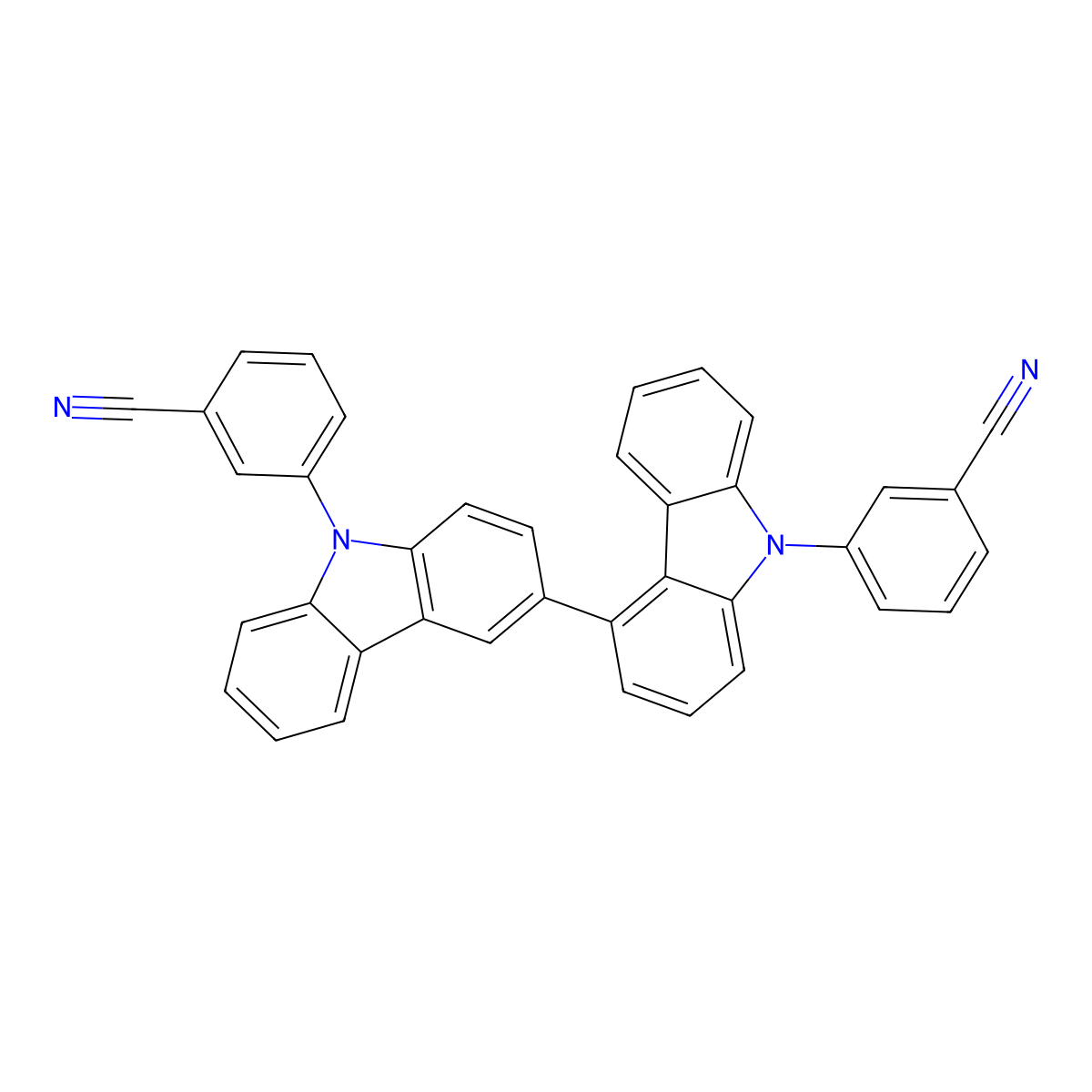 3,3'-(9H,9'H-[3,4'-Bicarbazole]-9,9'-diyl)dibenzonitrile molecular structure, CAS 1622297-83-9