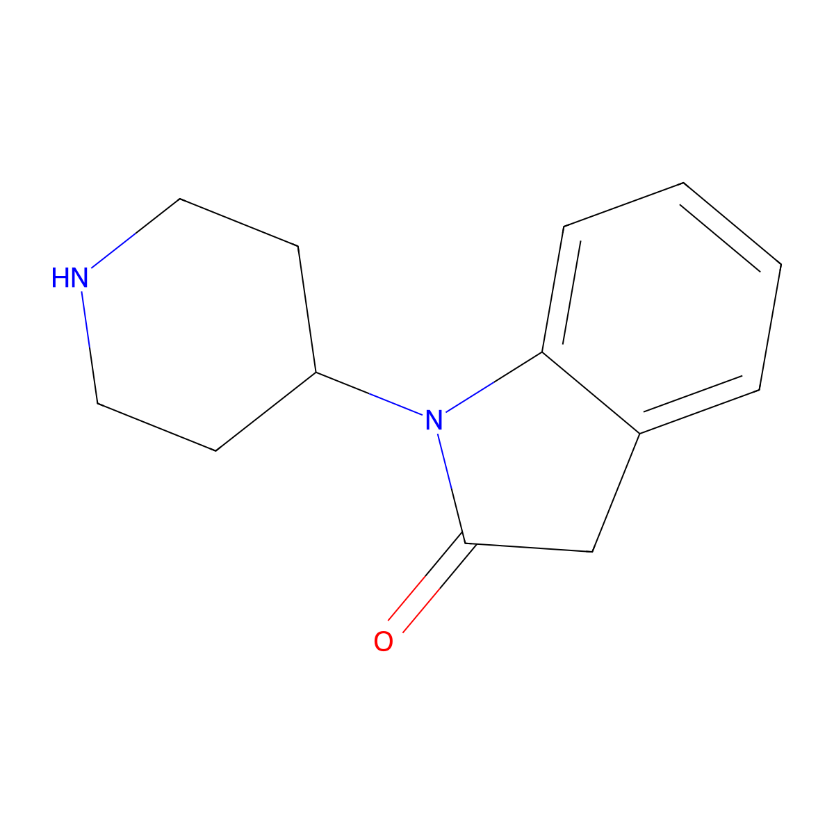 1-Piperidin-4-yl-1,3-dihydro-2H-indol-2-one molecular structure, CAS 16223-25-9
